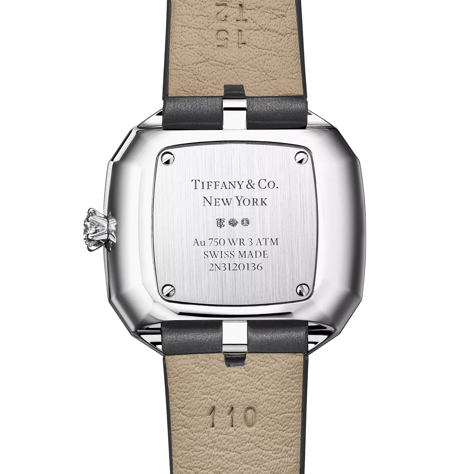 28 MM Cushion-shaped Watch in White Gold with Diamonds