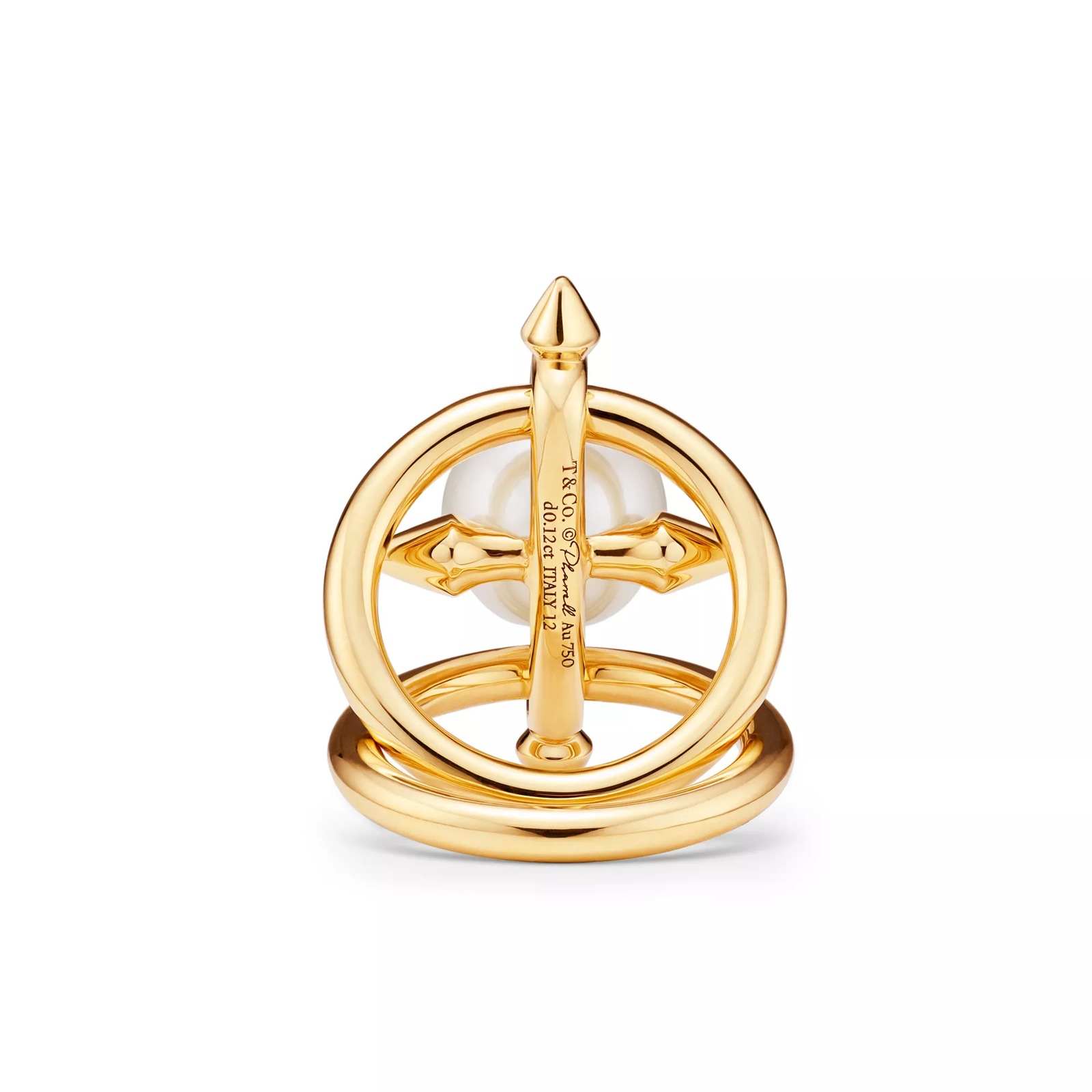 Pearl Ring in Yellow Gold with Diamonds