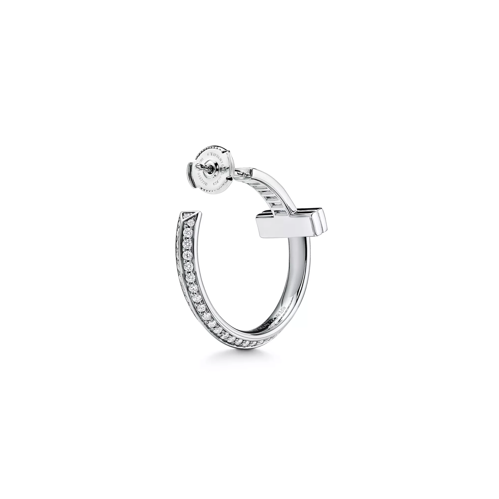 T1 Earrings in White Gold with Baguette and Pave Diamonds