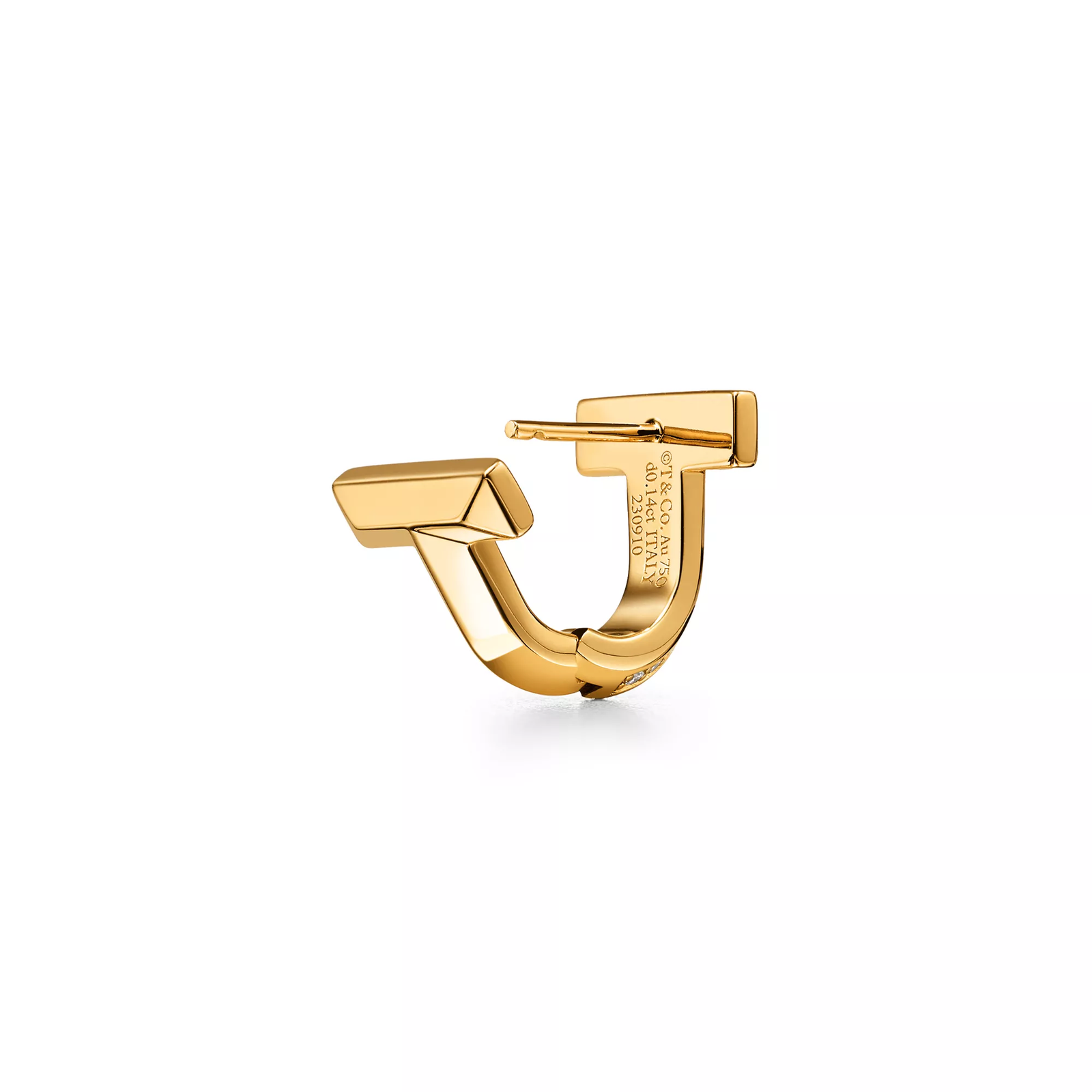 T1 Half Pave Diamond Huggie Earrings in Yellow Gold