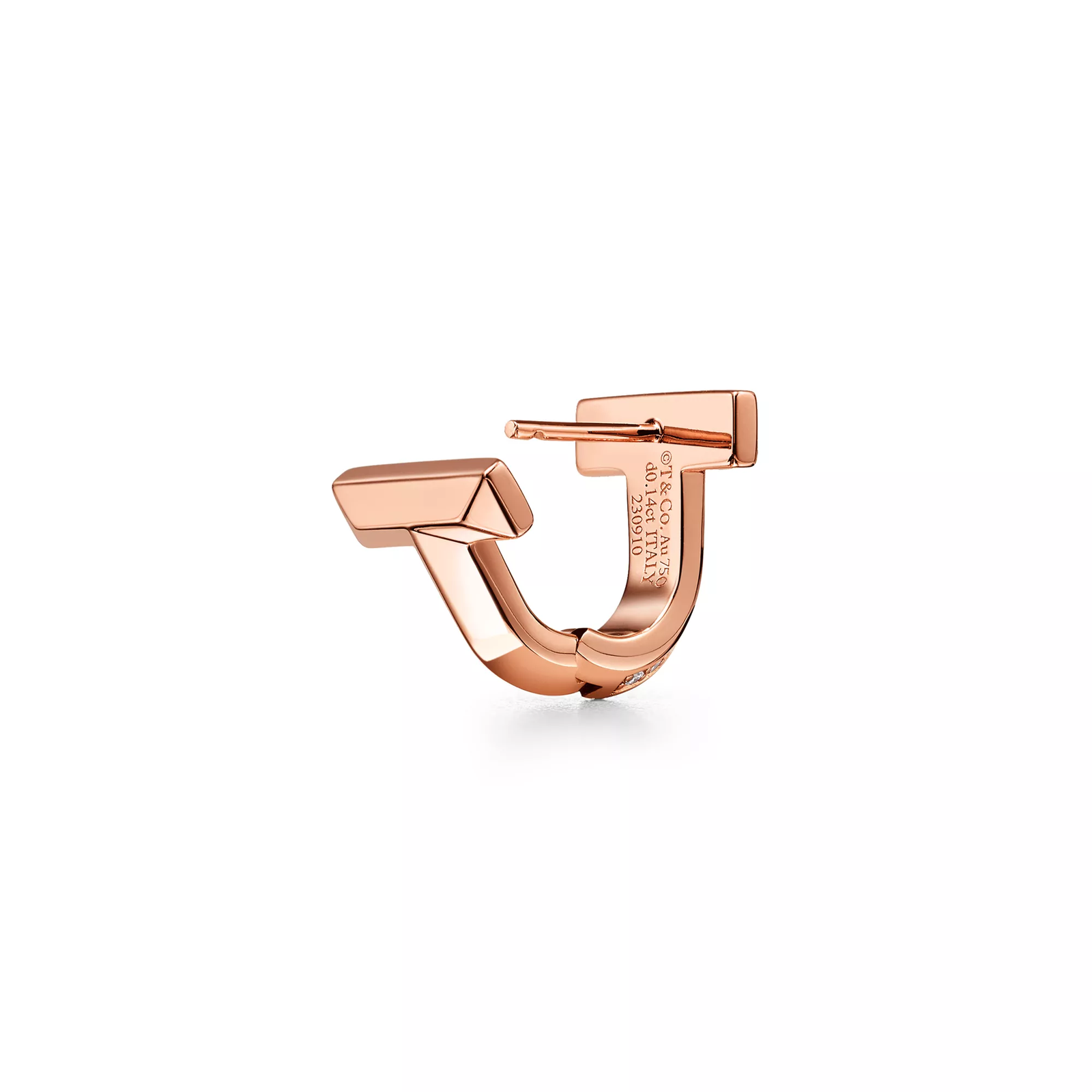 T1 Half Pave Diamond Huggie Earrings in Rose Gold