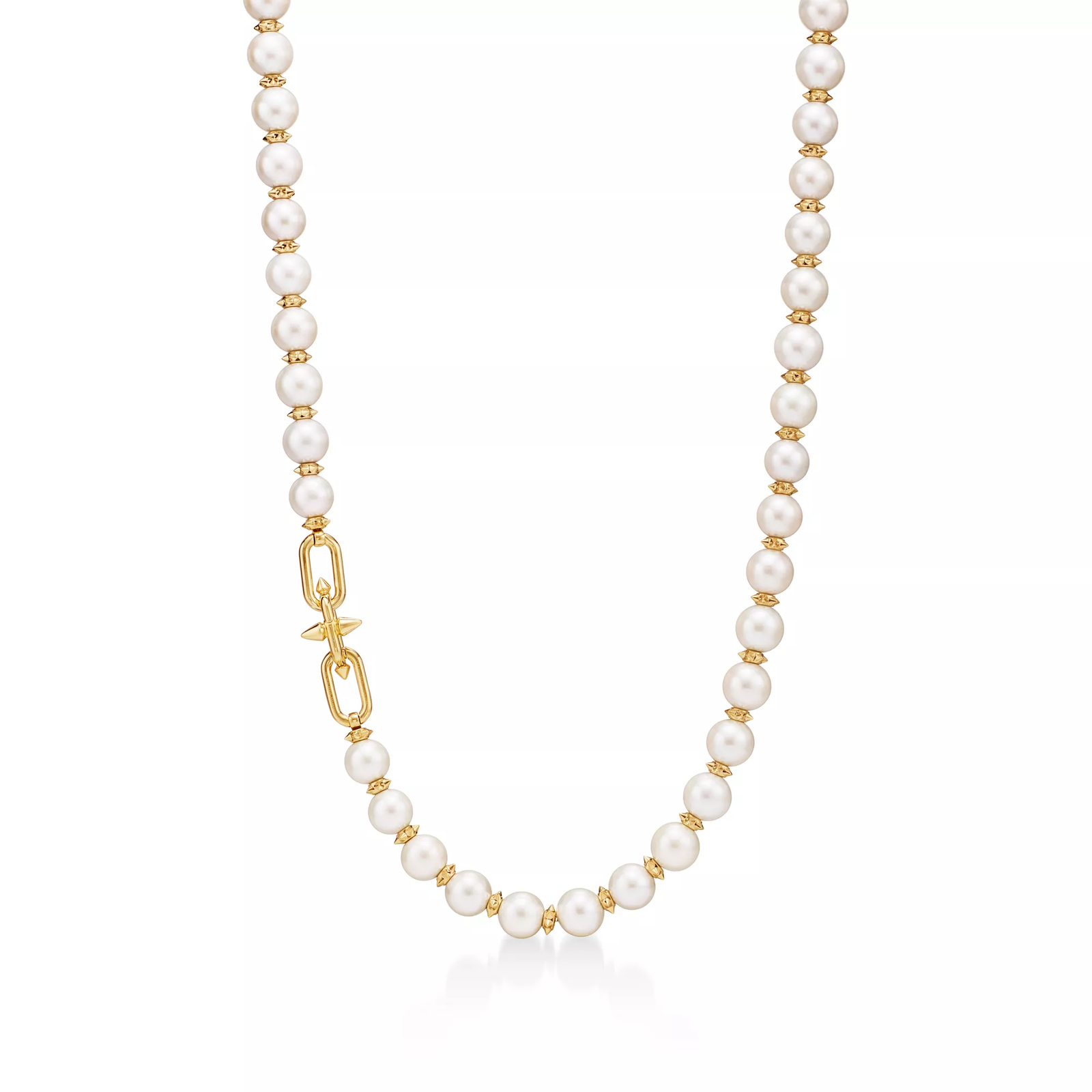 Pearl Necklace in Yellow Gold with Diamonds