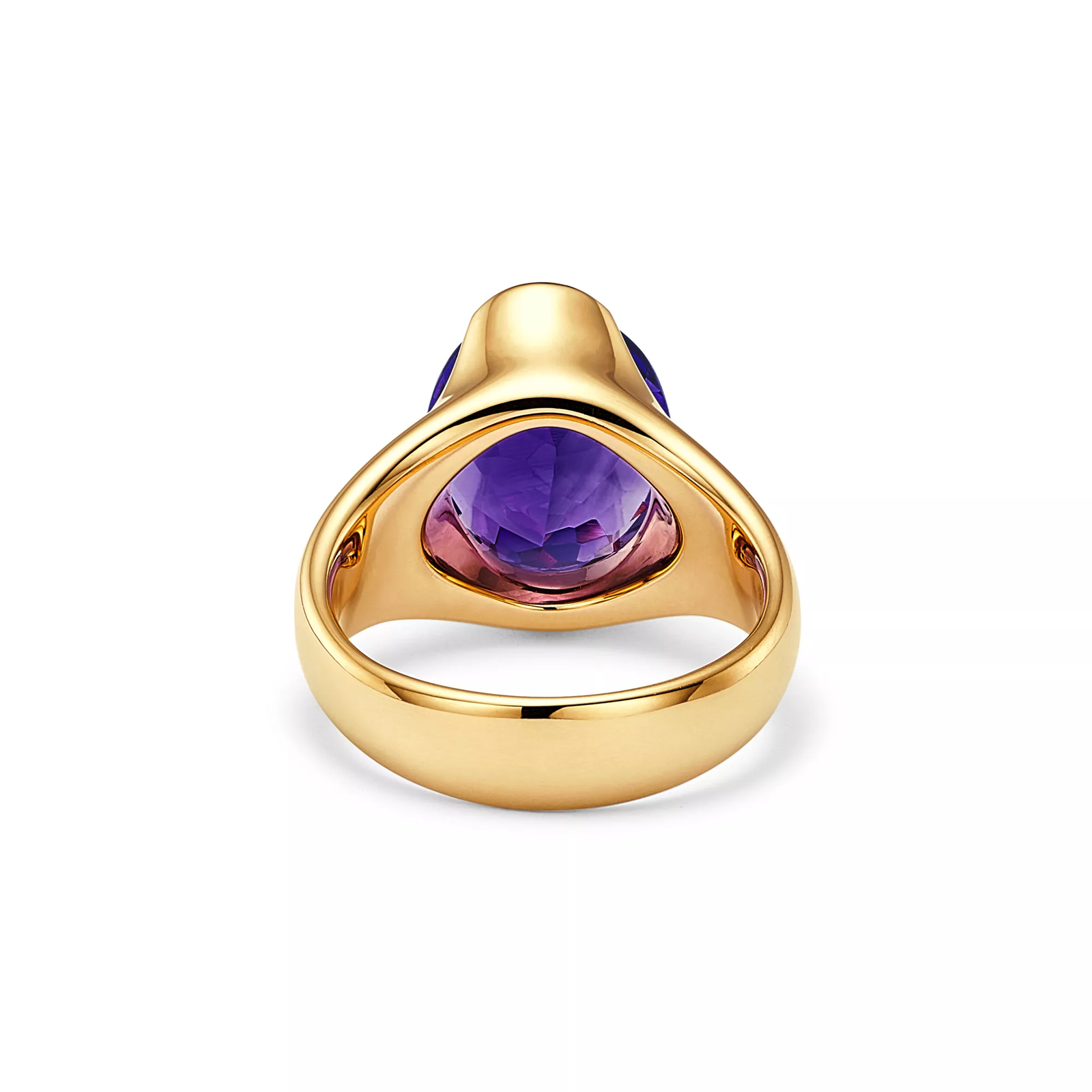 Fancy Color Ring in Yellow Gold with an Amethyst