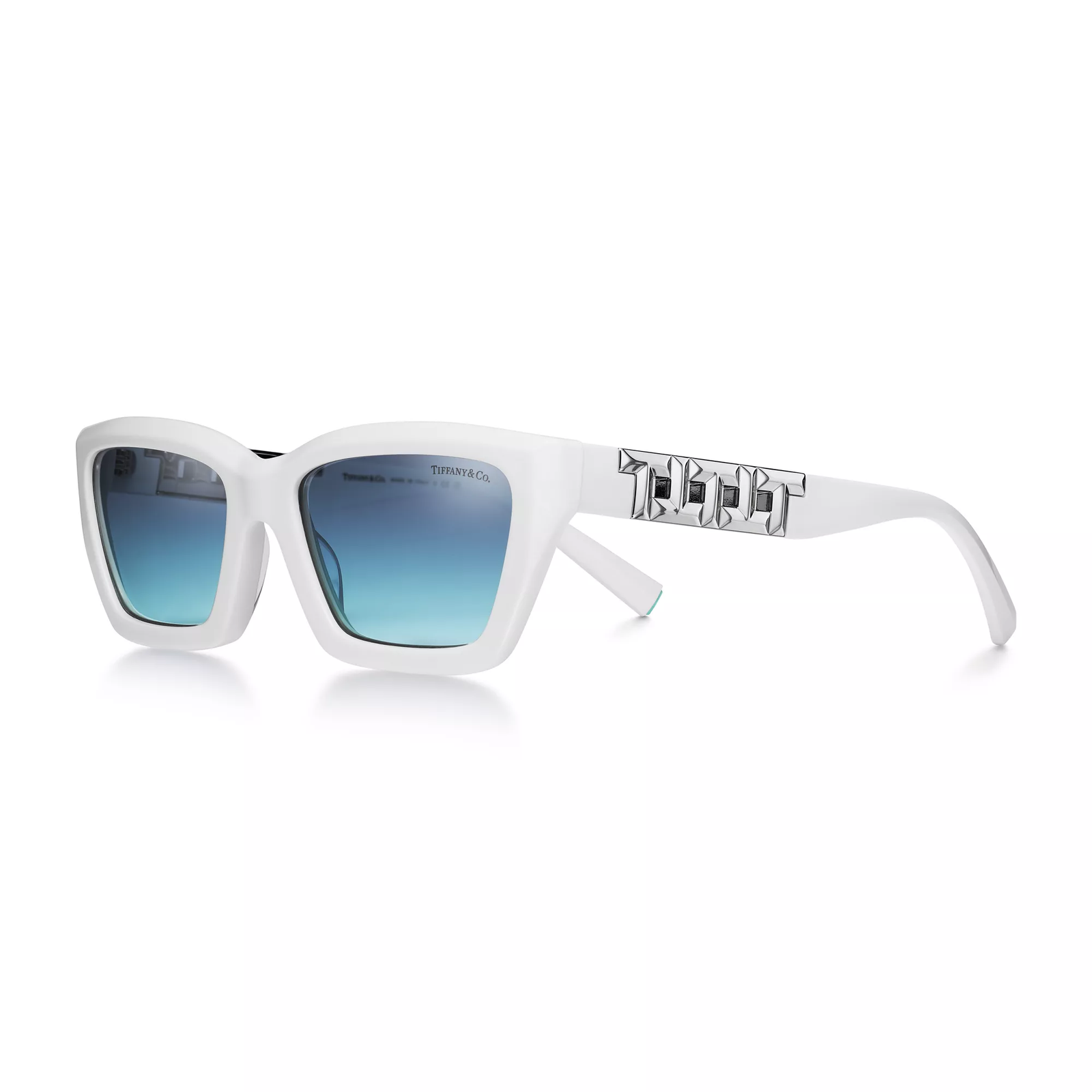 True Sunglasses in White Acetate with Tiffany Blue Lenses