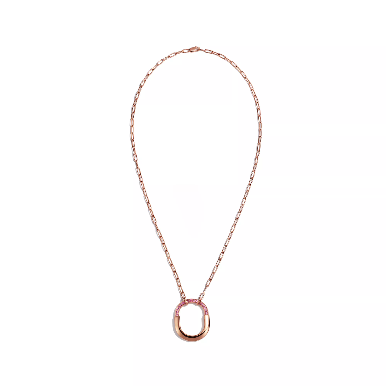 Medium Pendant in Rose Gold with Pink Sapphires