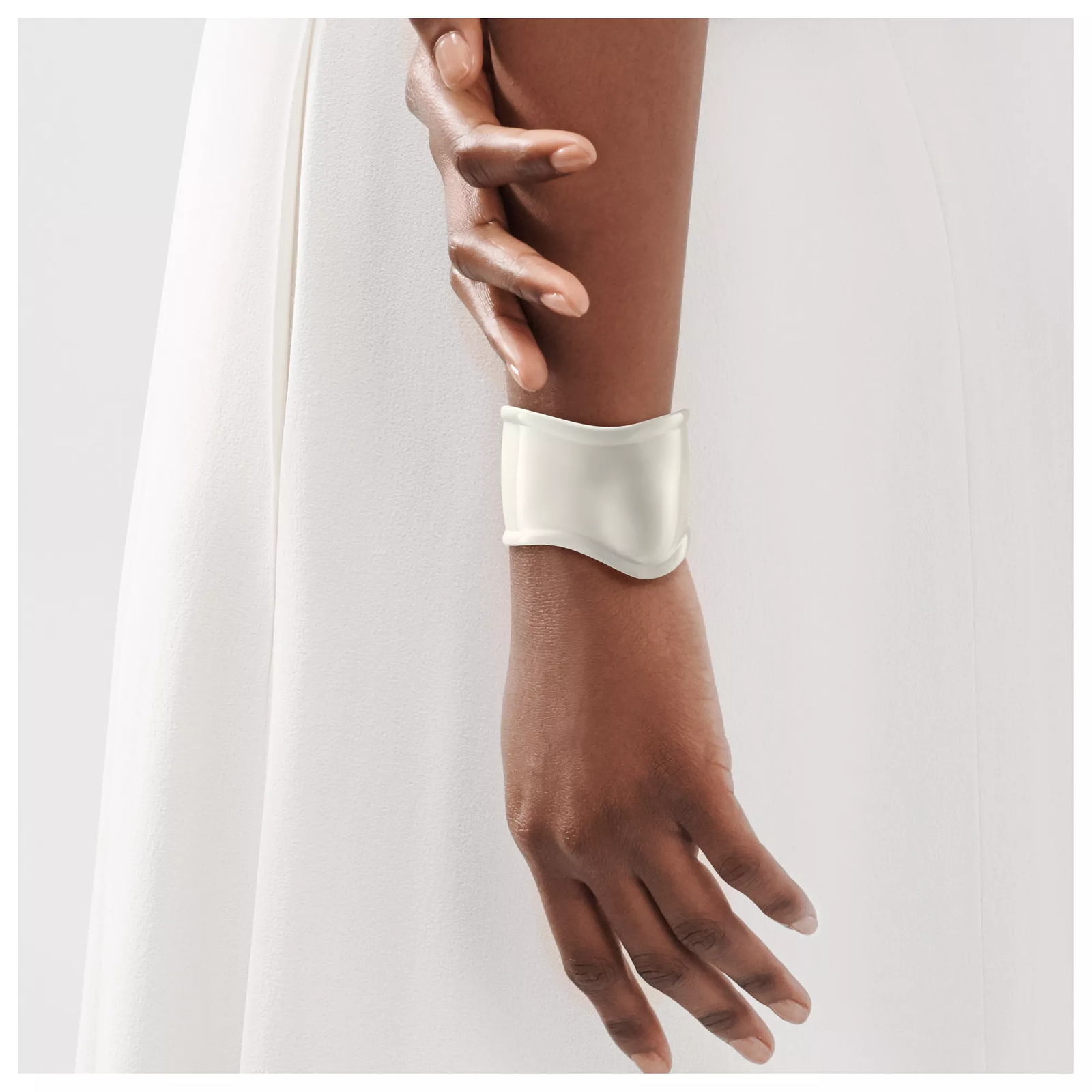 Medium Bone Cuff in White Finish over Copper