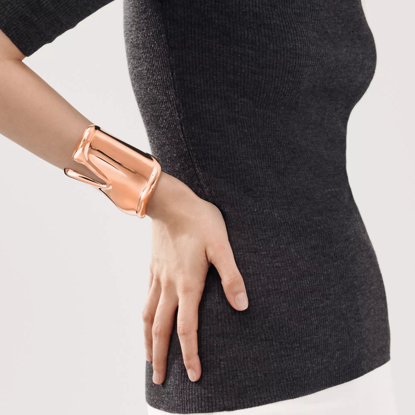 Large Bone Cuff in Rose Gold, 95 mm Wide