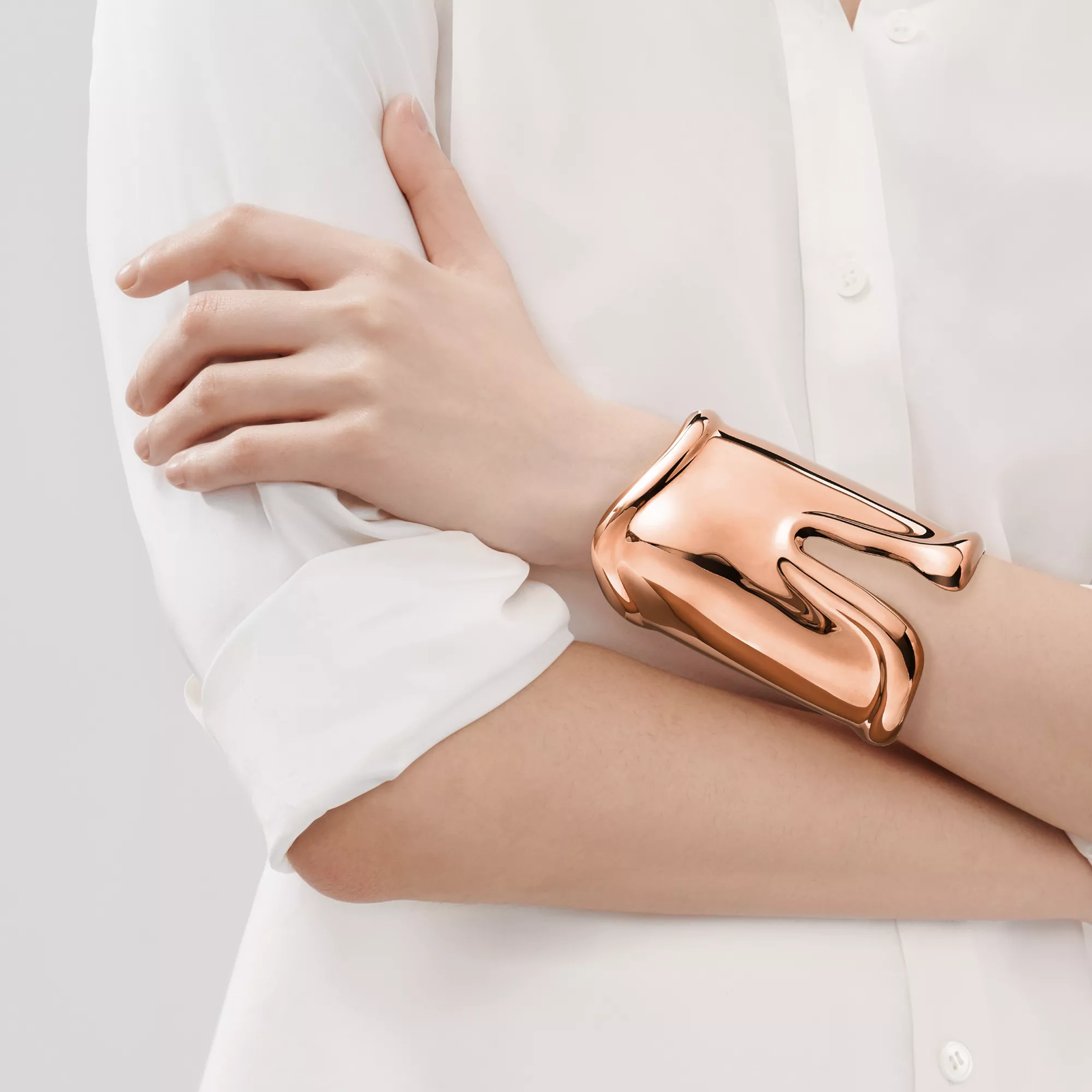Large Bone Cuff in Rose Gold, 95 mm Wide