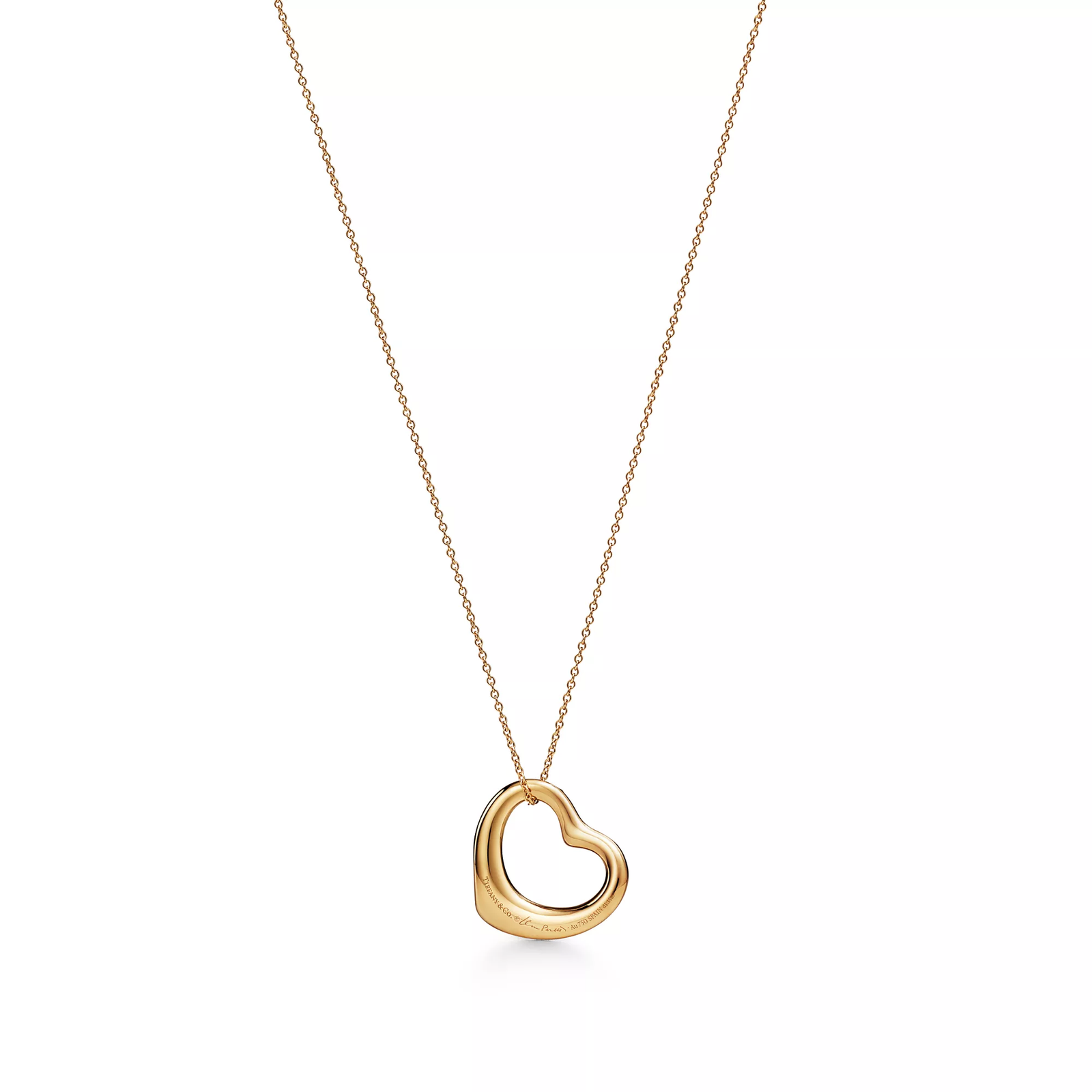Open Heart Pendant in Yellow Gold with Pave Diamonds