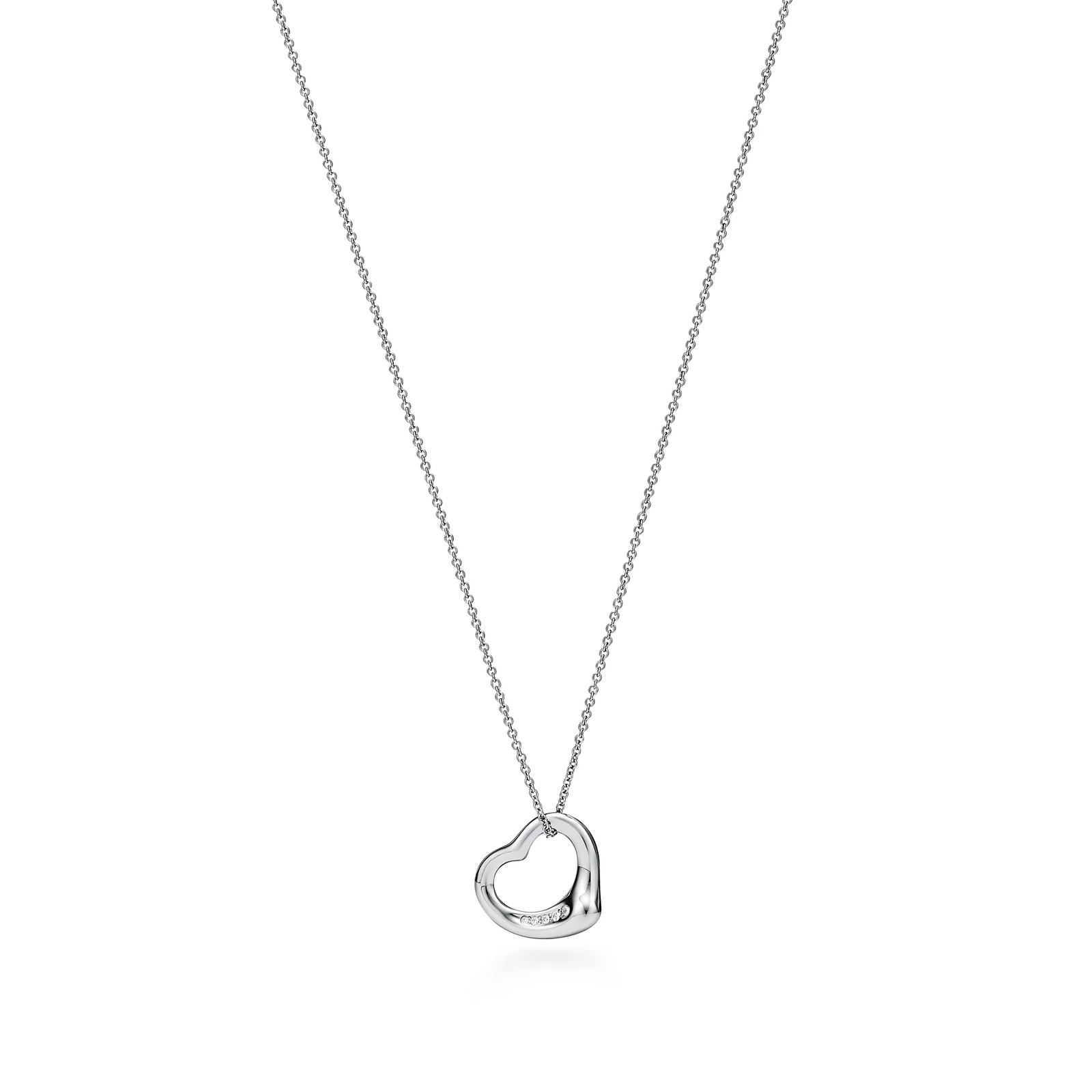 Open Heart Pendant in Platinum with Diamonds