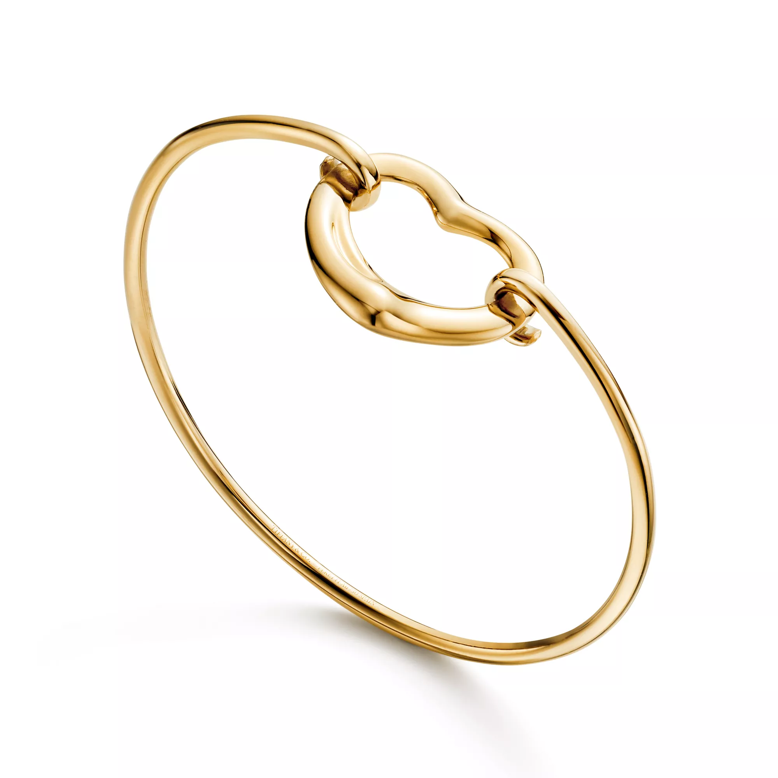 Open Heart Bangle in Yellow Gold