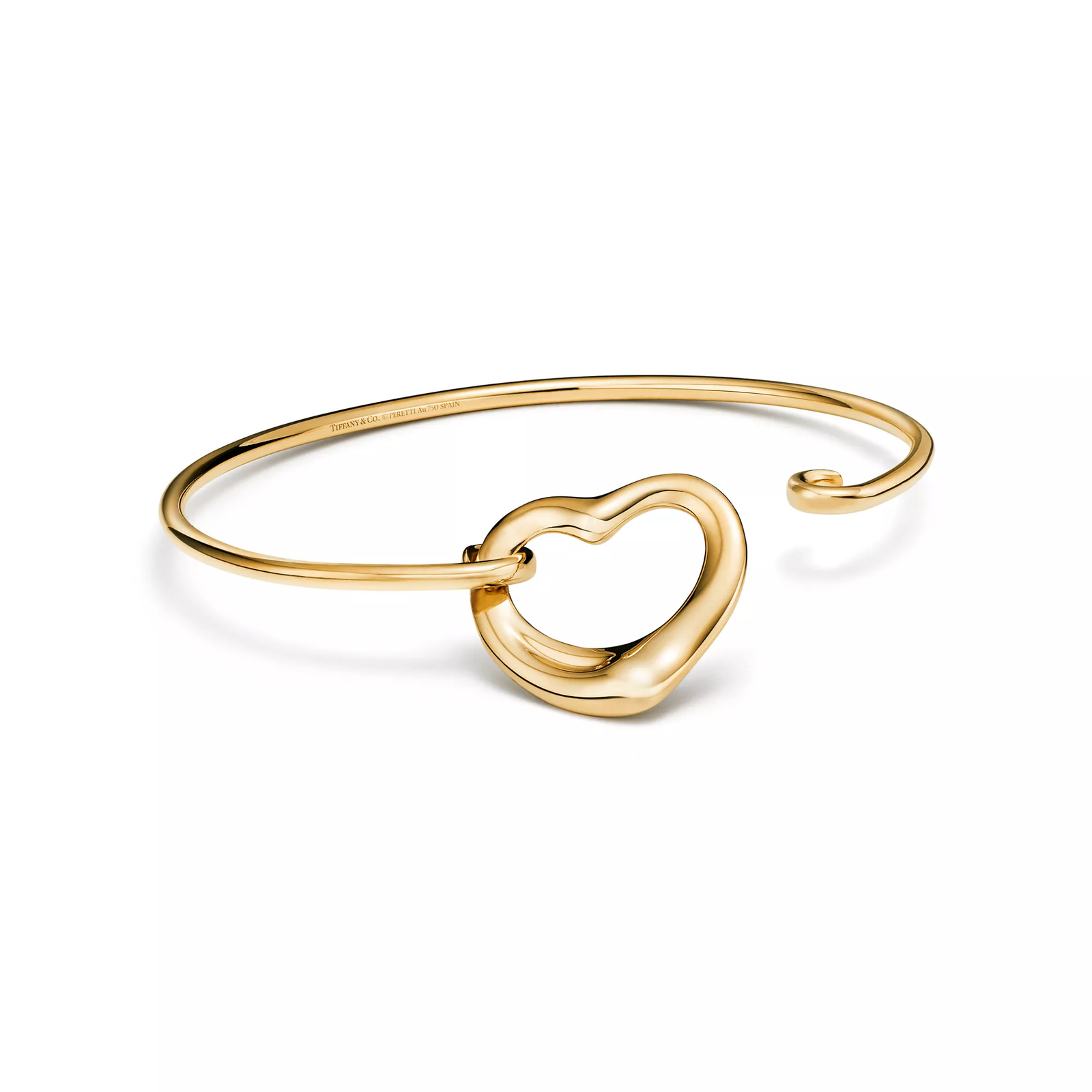 Open Heart Bangle in Yellow Gold