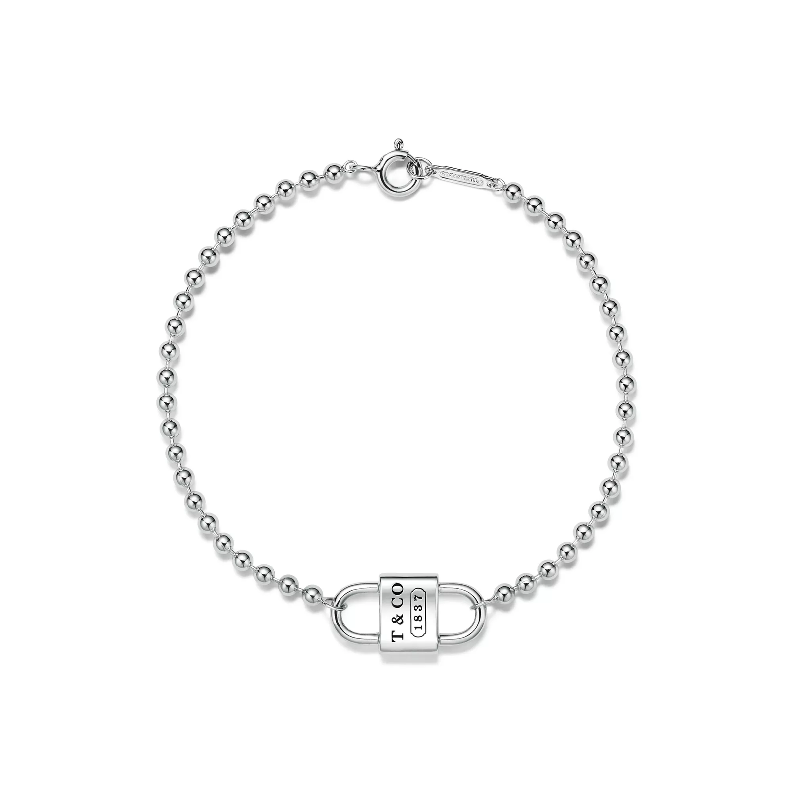 Small Double Lock Bead Bracelet in Sterling Silver