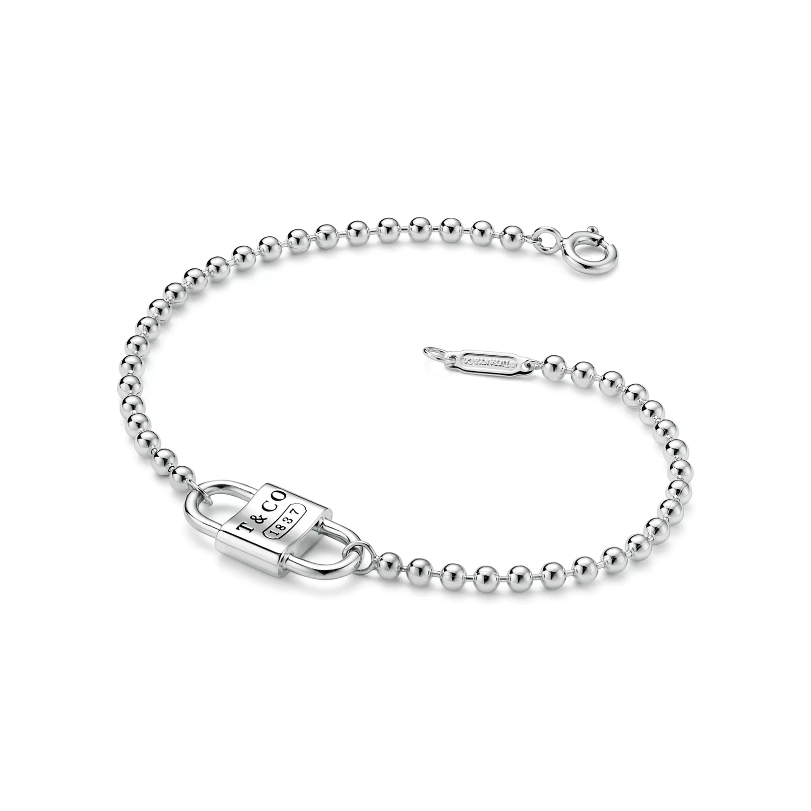 Small Double Lock Bead Bracelet in Sterling Silver