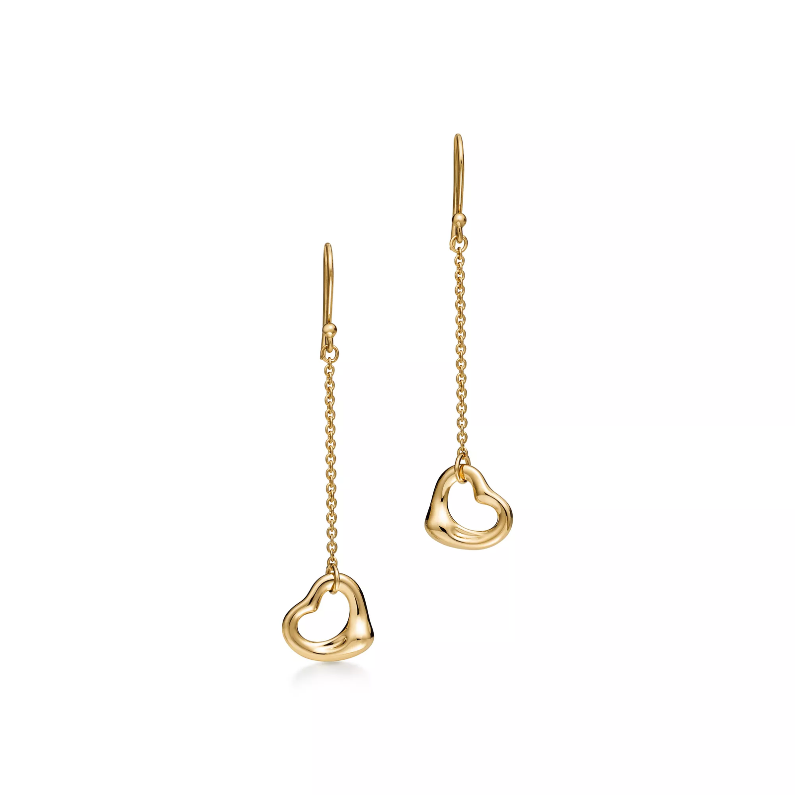 Open Heart Earrings in Yellow Gold