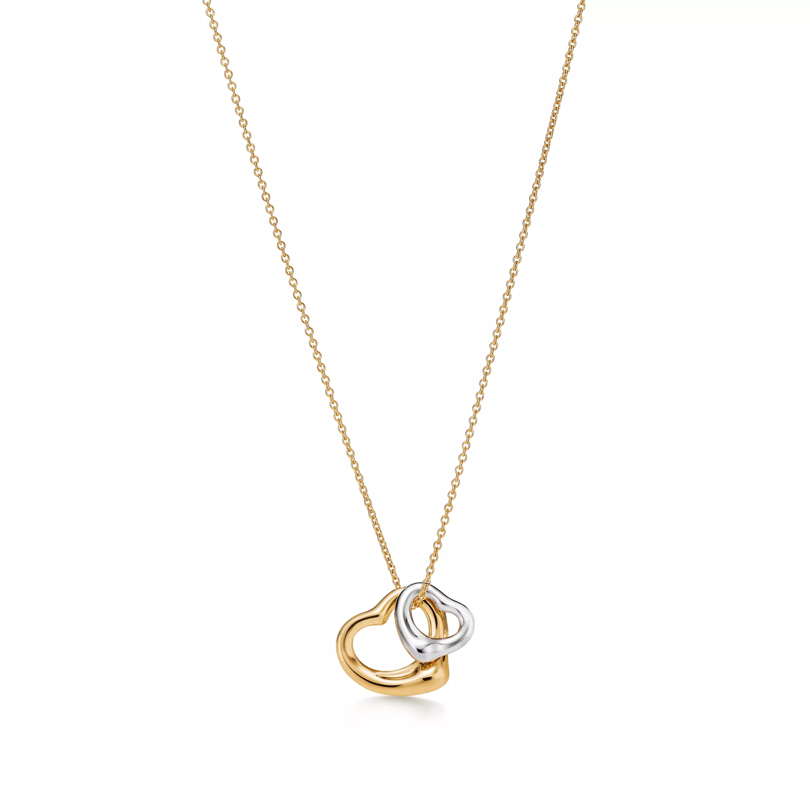 Open Heart Pendant in Yellow Gold and Sterling Silver