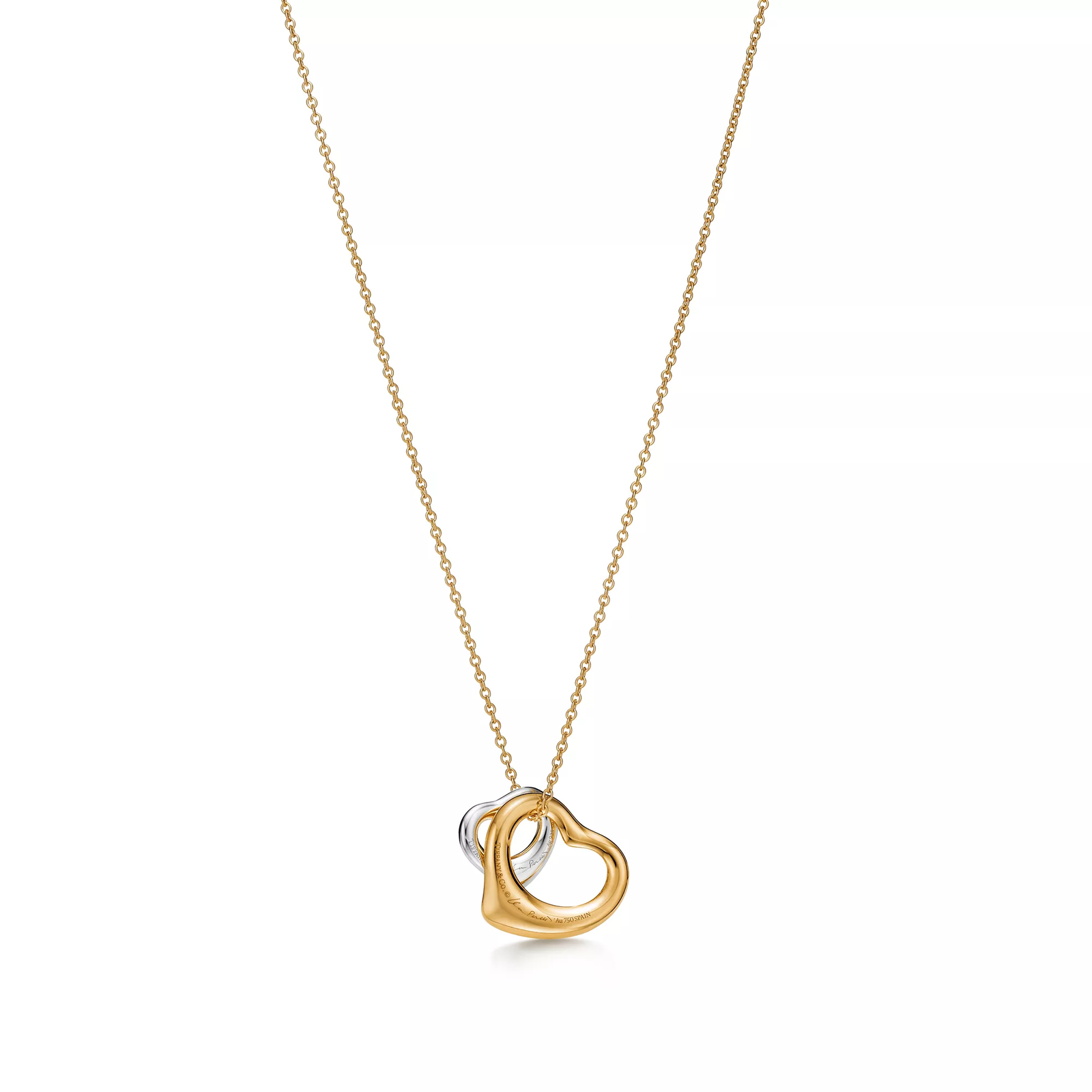 Open Heart Pendant in Yellow Gold and Sterling Silver