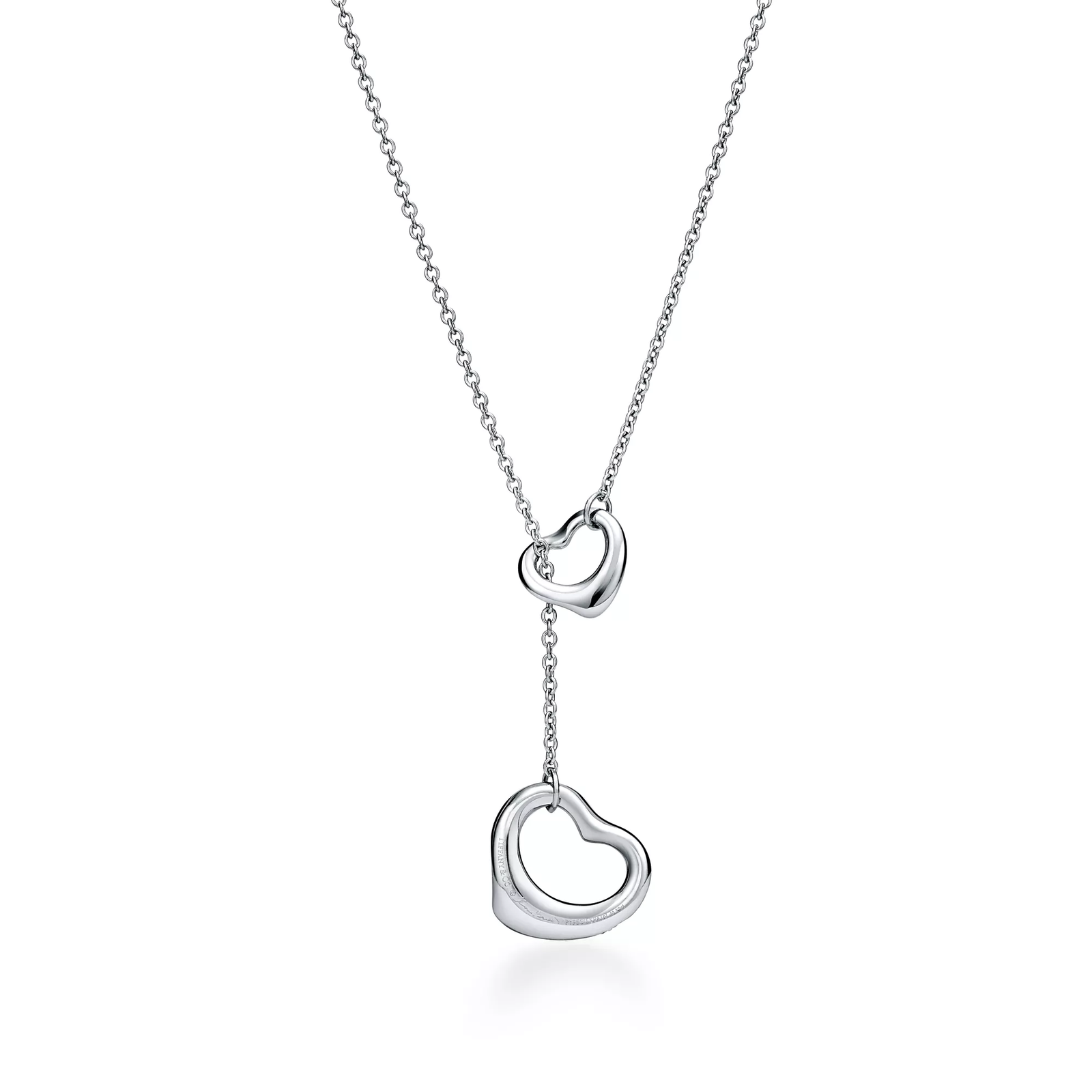 Open Heart Necklace in Platinum with Pave Diamonds