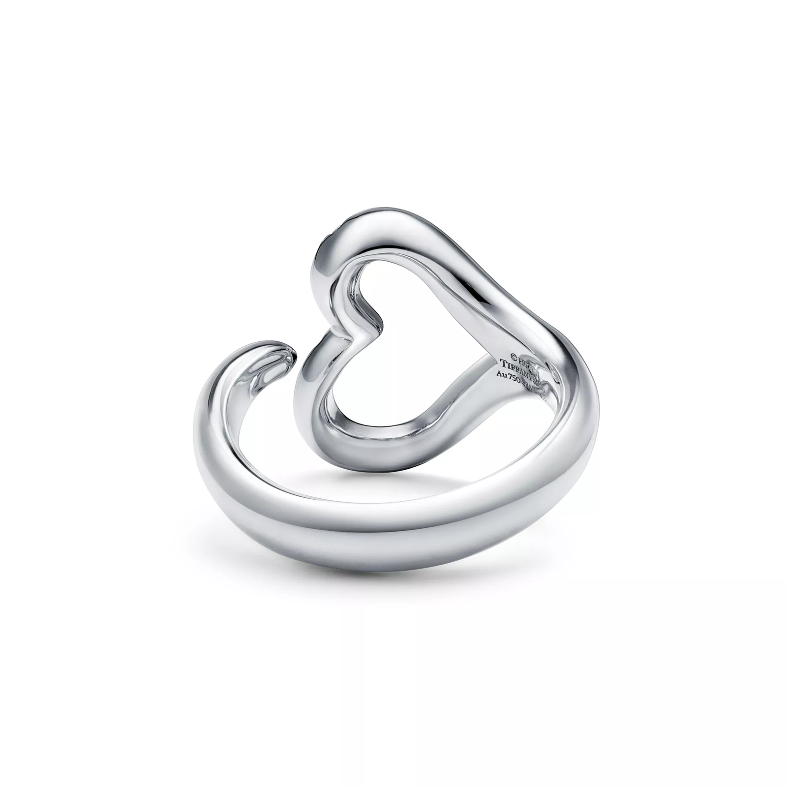 Open Heart Ring in Platinum with Pave Diamonds