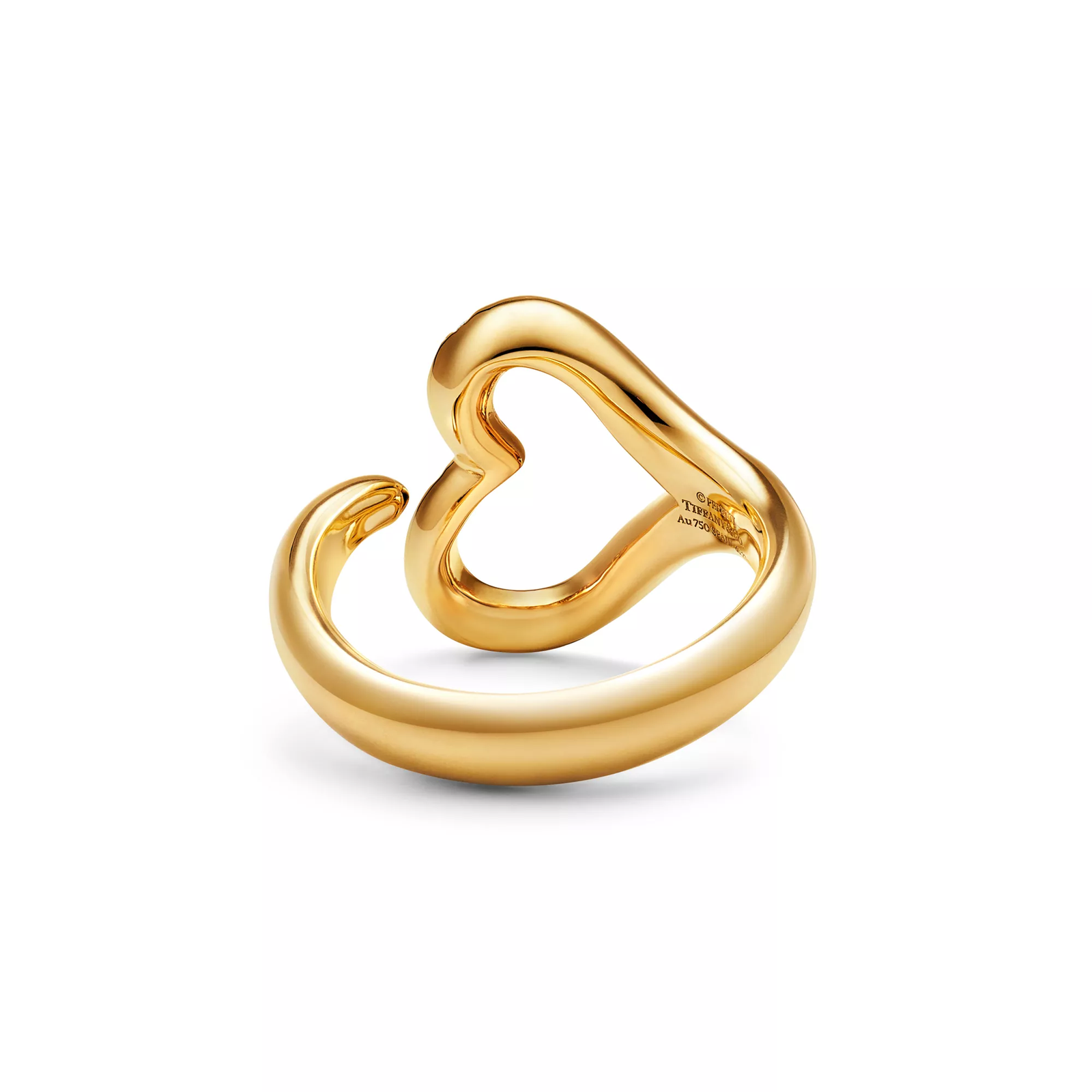 Open Heart Ring in Yellow Gold with Pave Diamonds