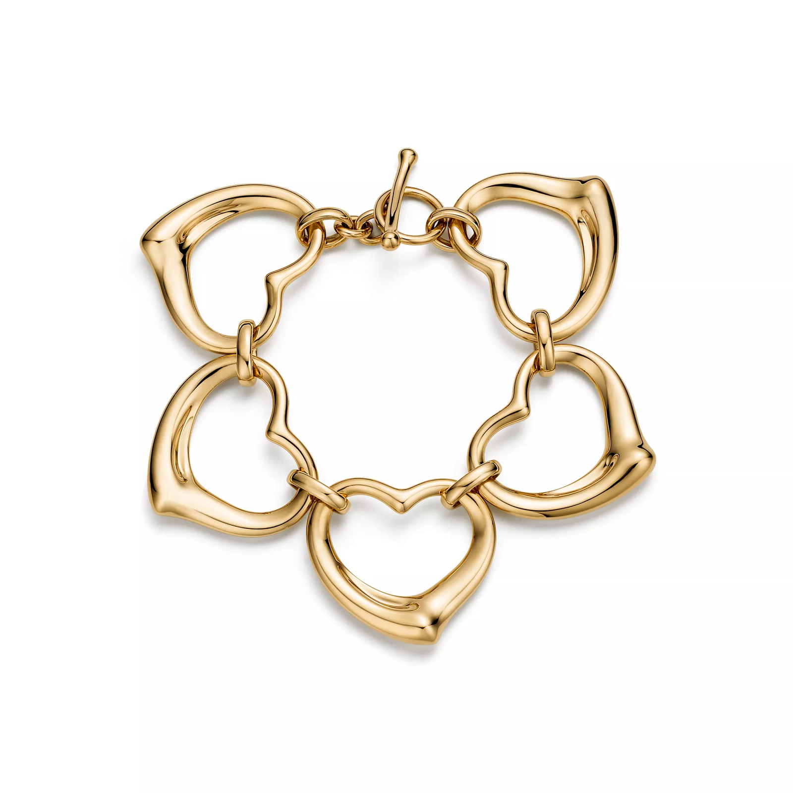 Open Heart Bracelet in Yellow Gold