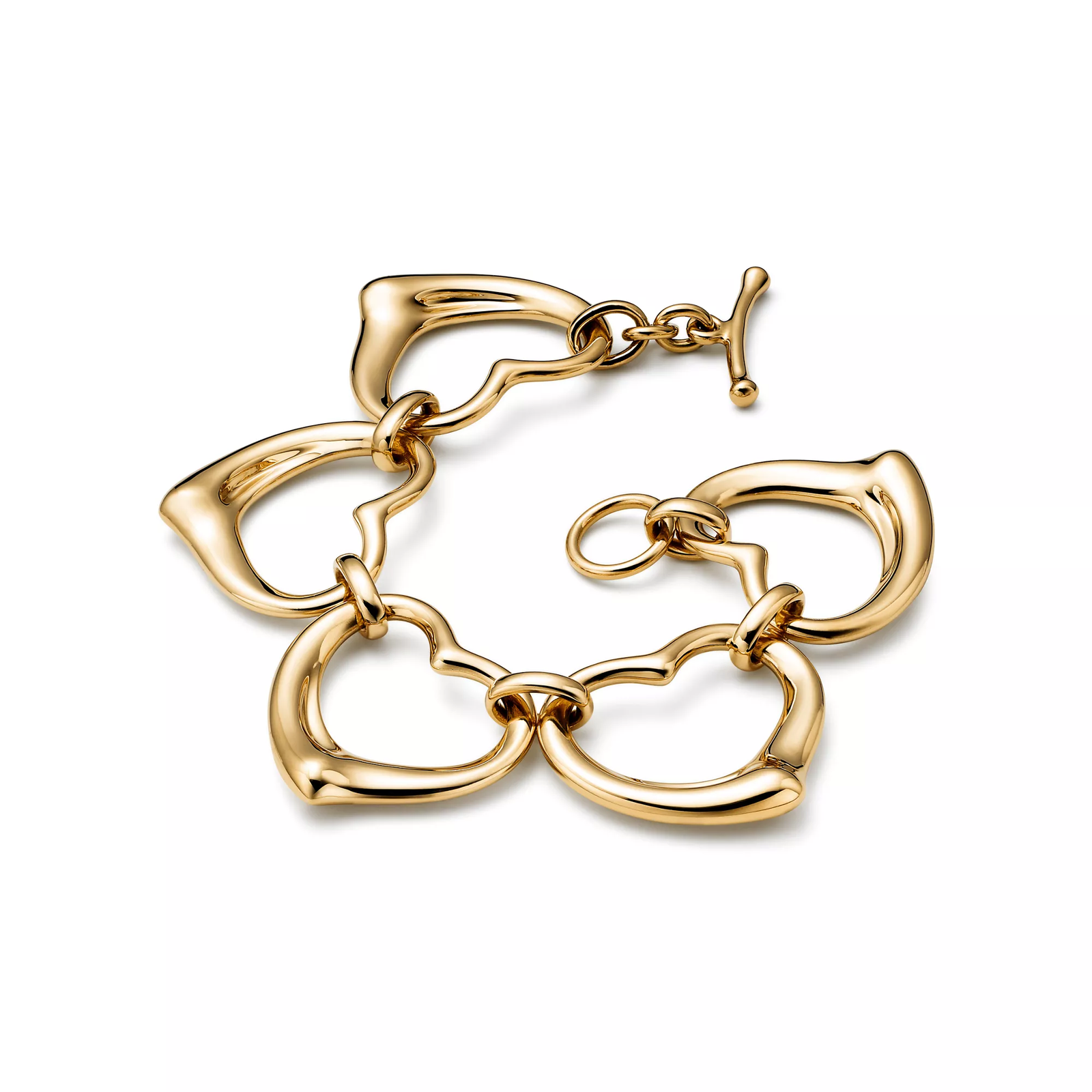 Open Heart Bracelet in Yellow Gold