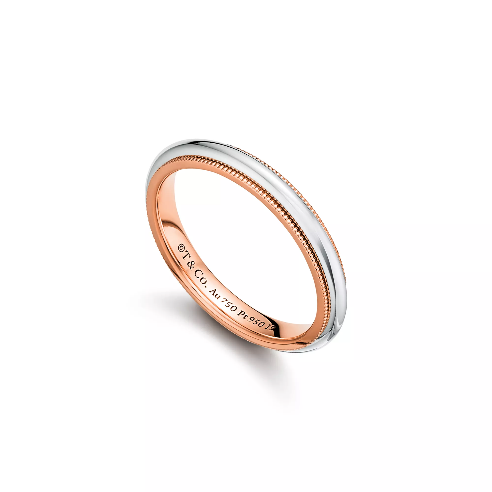 Milgrain Band Ring in Rose Gold and Platinum, 3 mm Wide