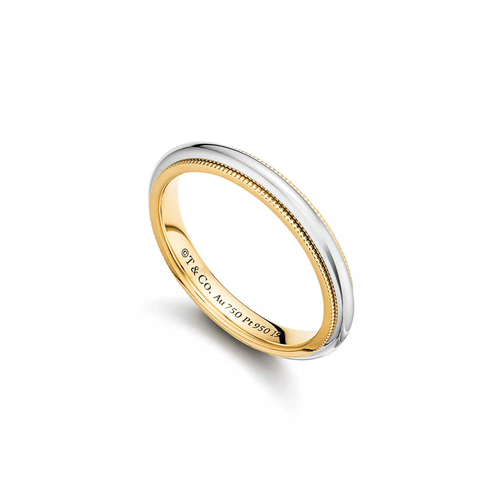 Milgrain Band Ring in Yellow Gold and Platinum, 3 mm Wide