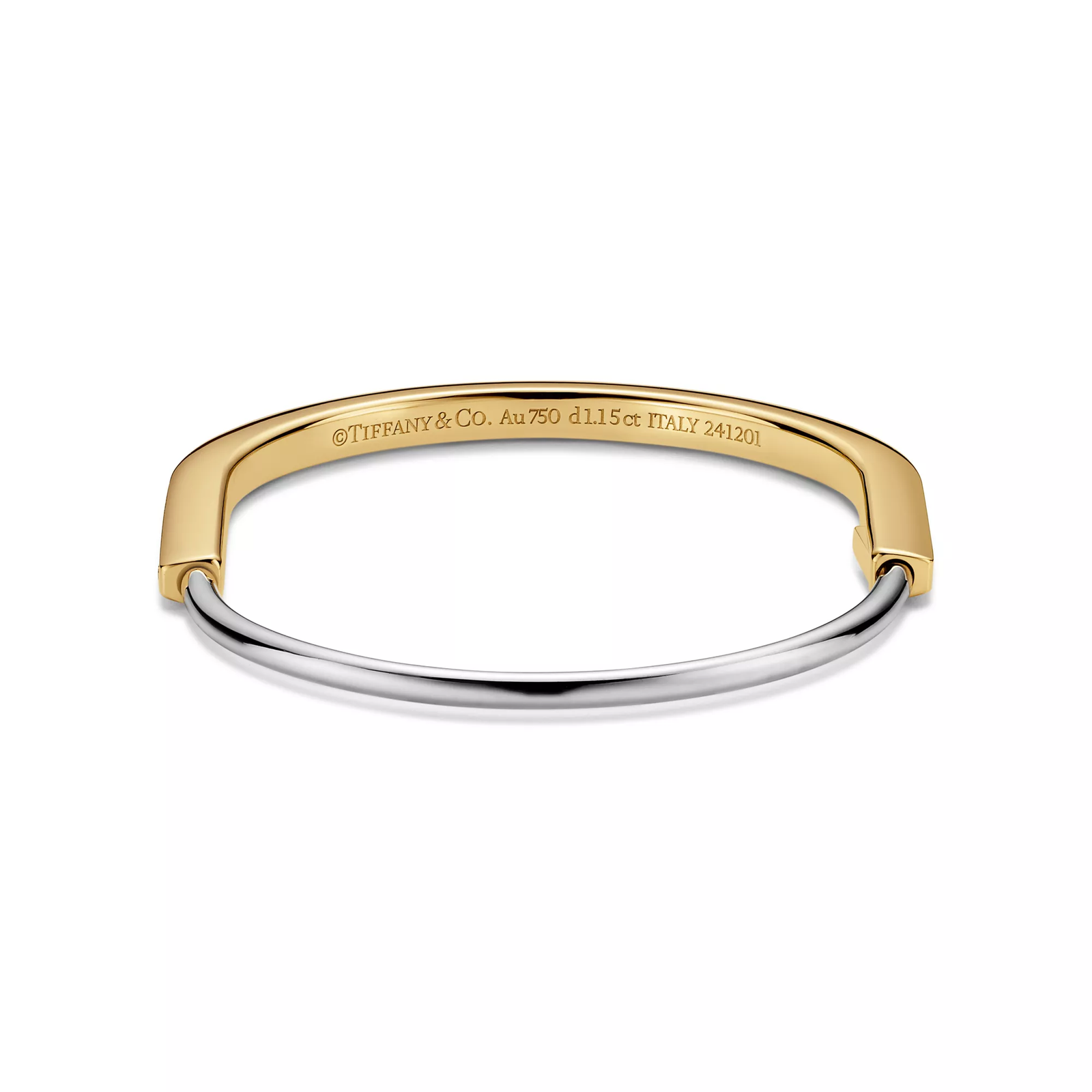 Narrow Bangle in Yellow and White Gold with Half Pave Diamonds