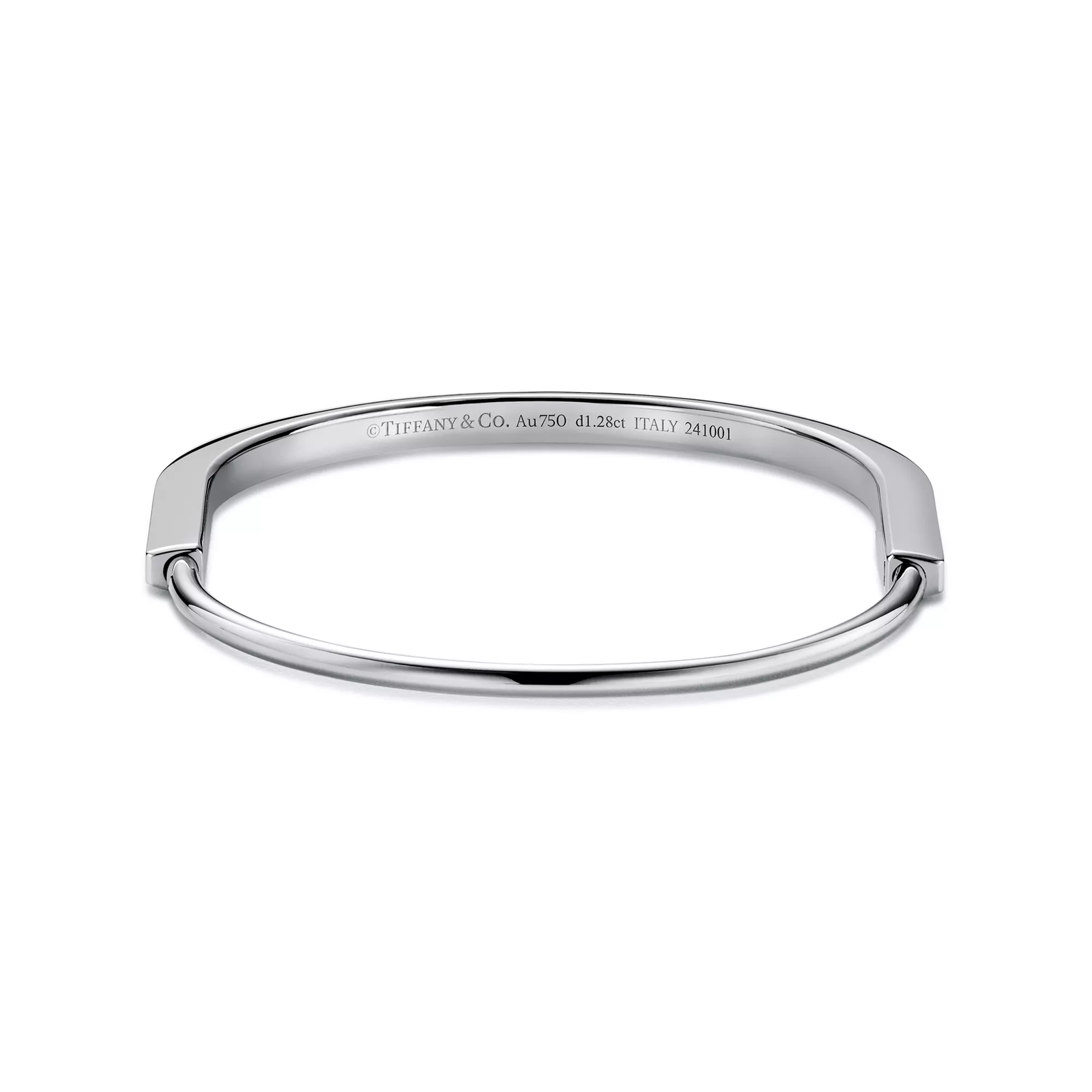 Narrow Bangle in White Gold with Half Pave Diamonds