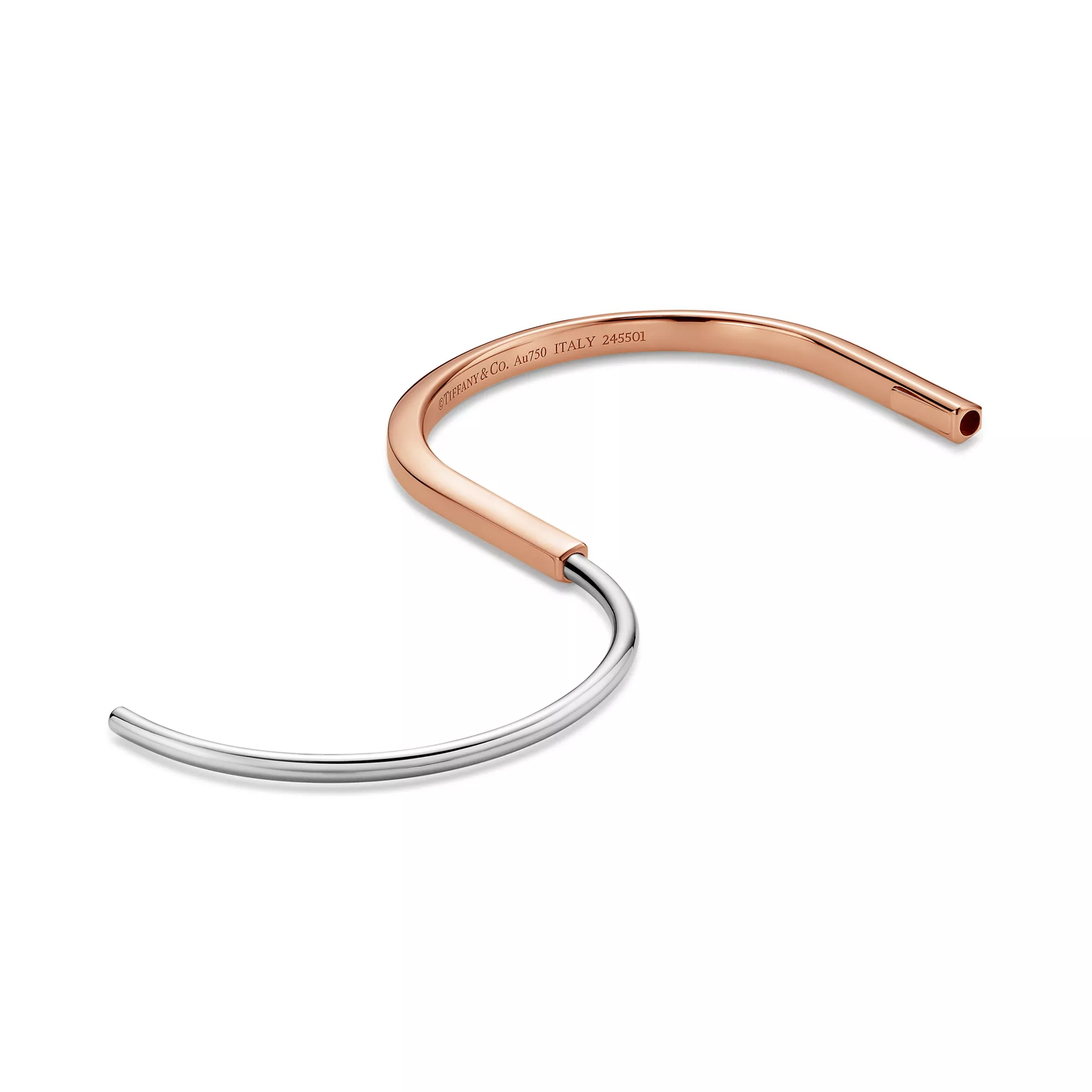 Narrow Bangle in Rose and White Gold