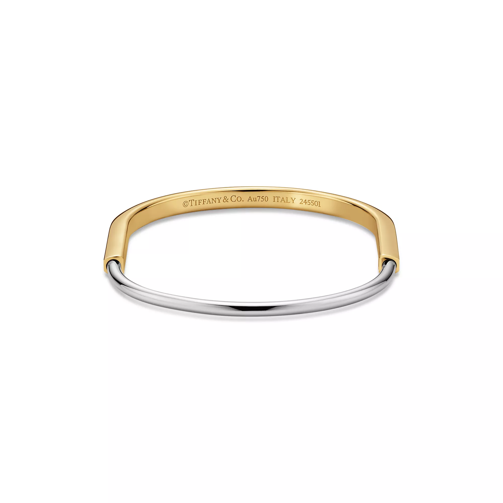 Narrow Bangle in Yellow and White Gold