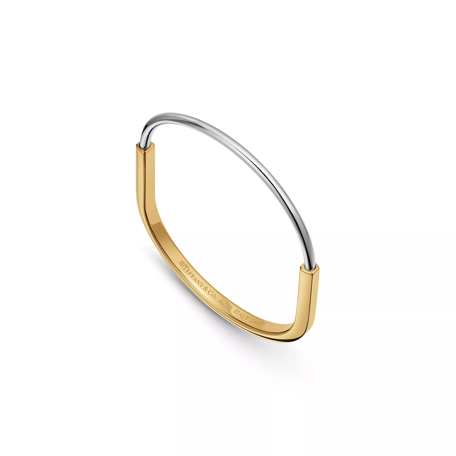 Narrow Bangle in Yellow and White Gold