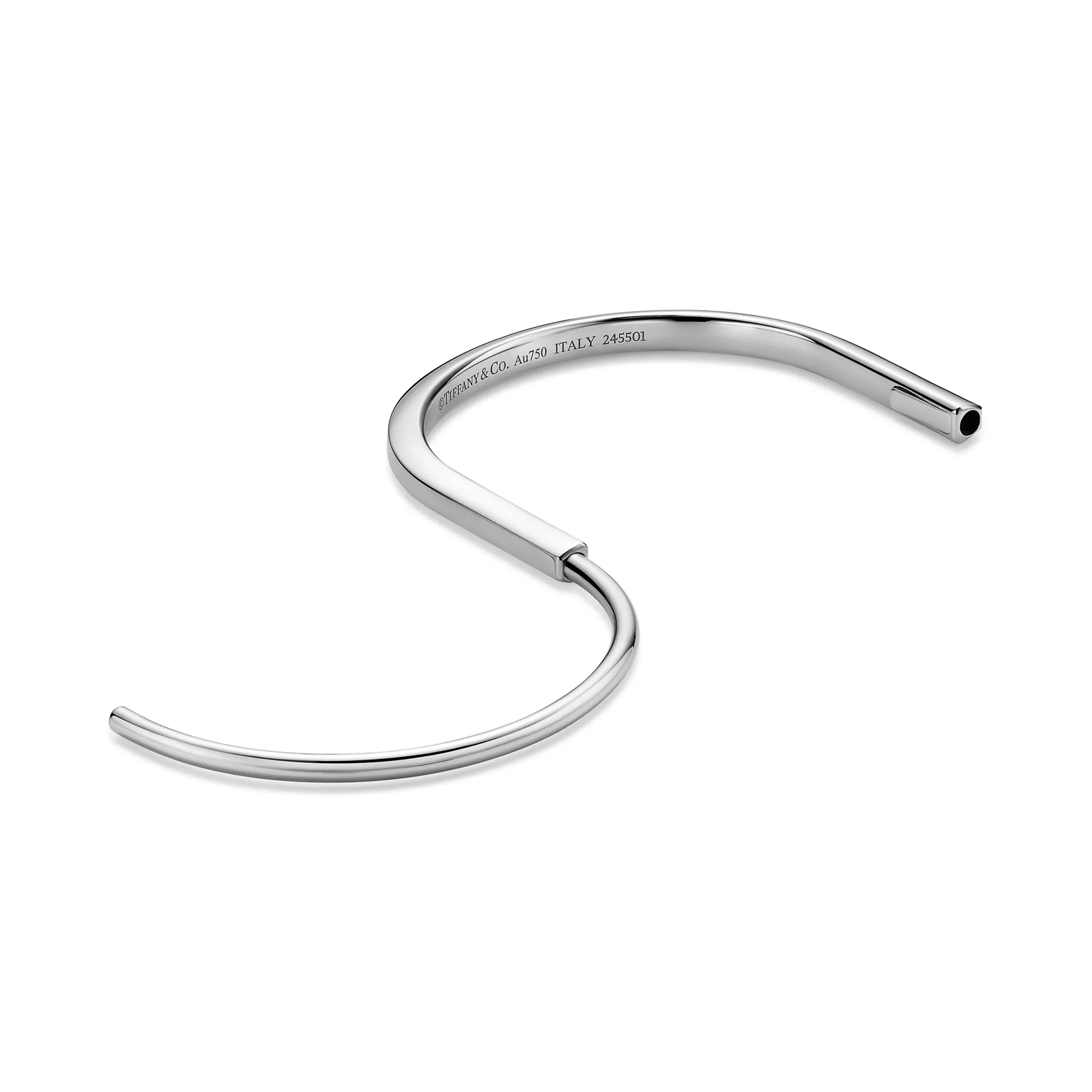 Narrow Bangle in White Gold