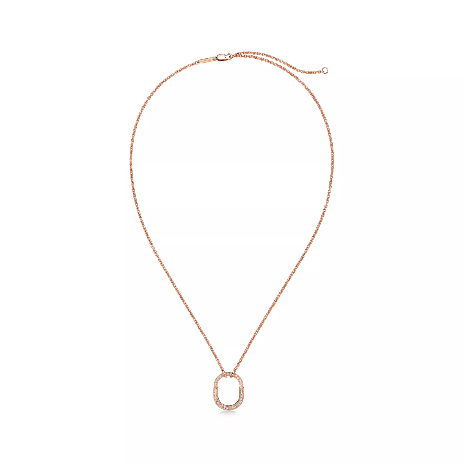 Small Lock Pendant in Rose Gold with Pave Diamonds