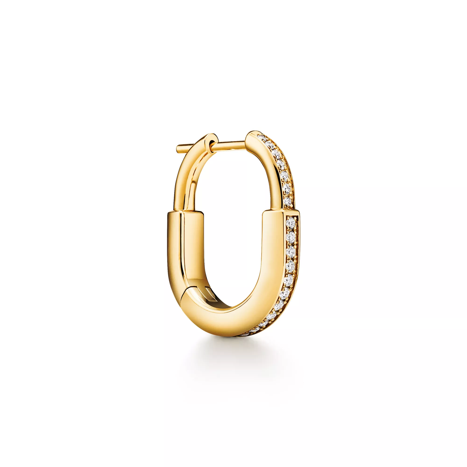 Small Lock Earrings in Yellow Gold with Pave Diamonds