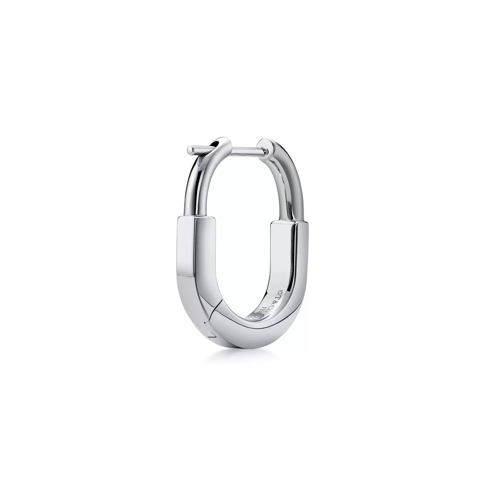 Small Lock Earrings in White Gold with Pave Diamonds