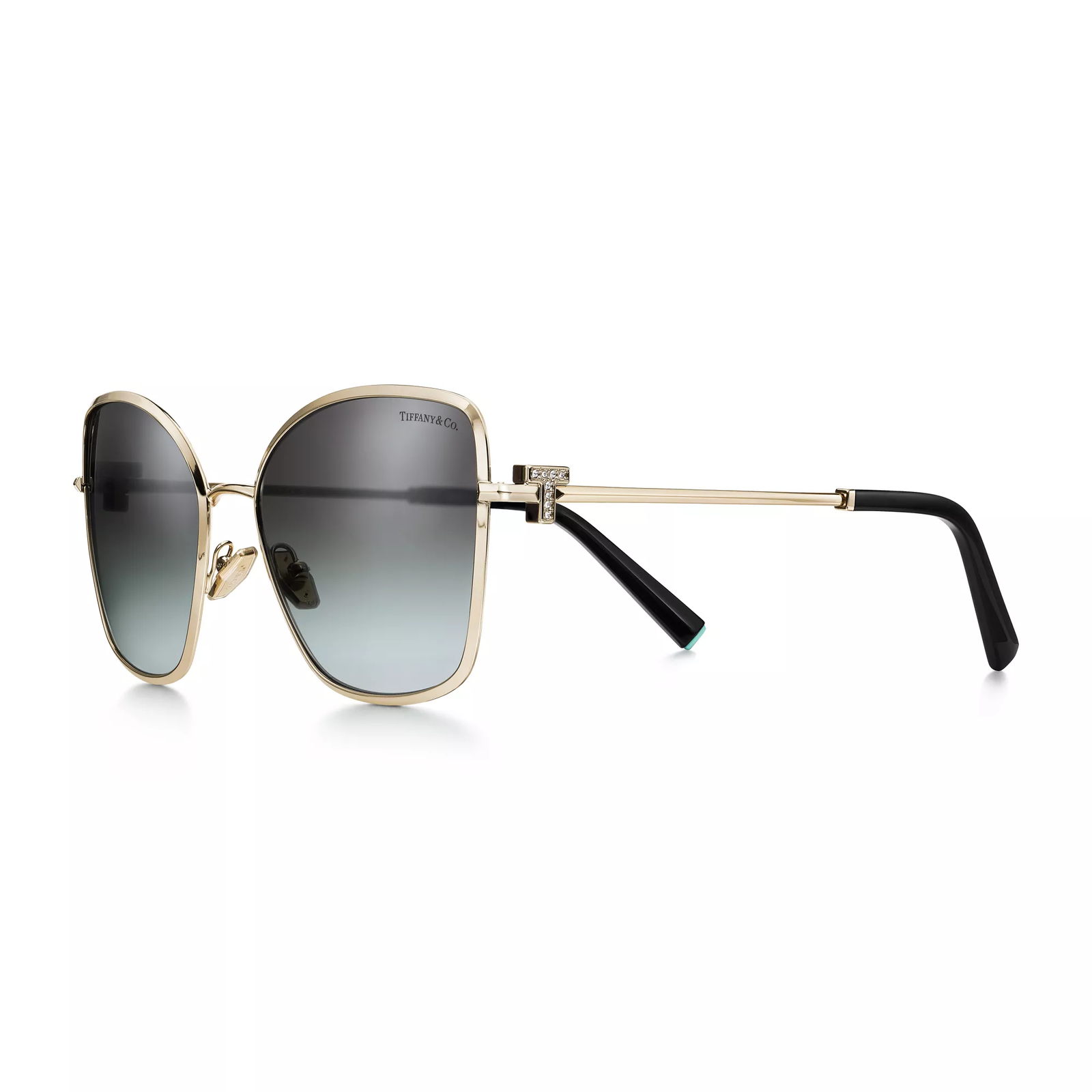 Sunglasses in Pale gold-colored Metal with Gray Gradient Lenses