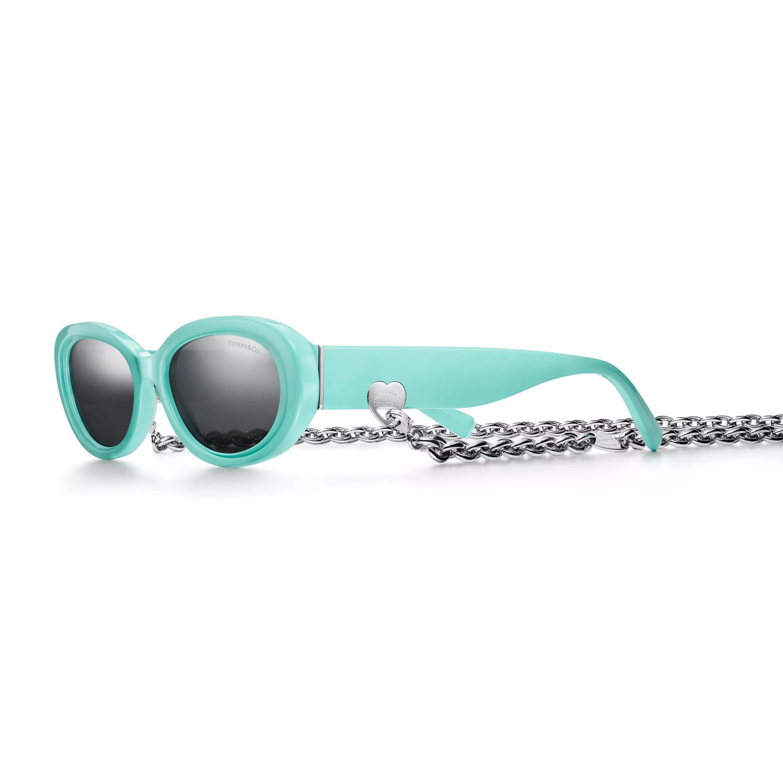 Sunglasses in Tiffany Blue Acetate with Dark Gray Lenses