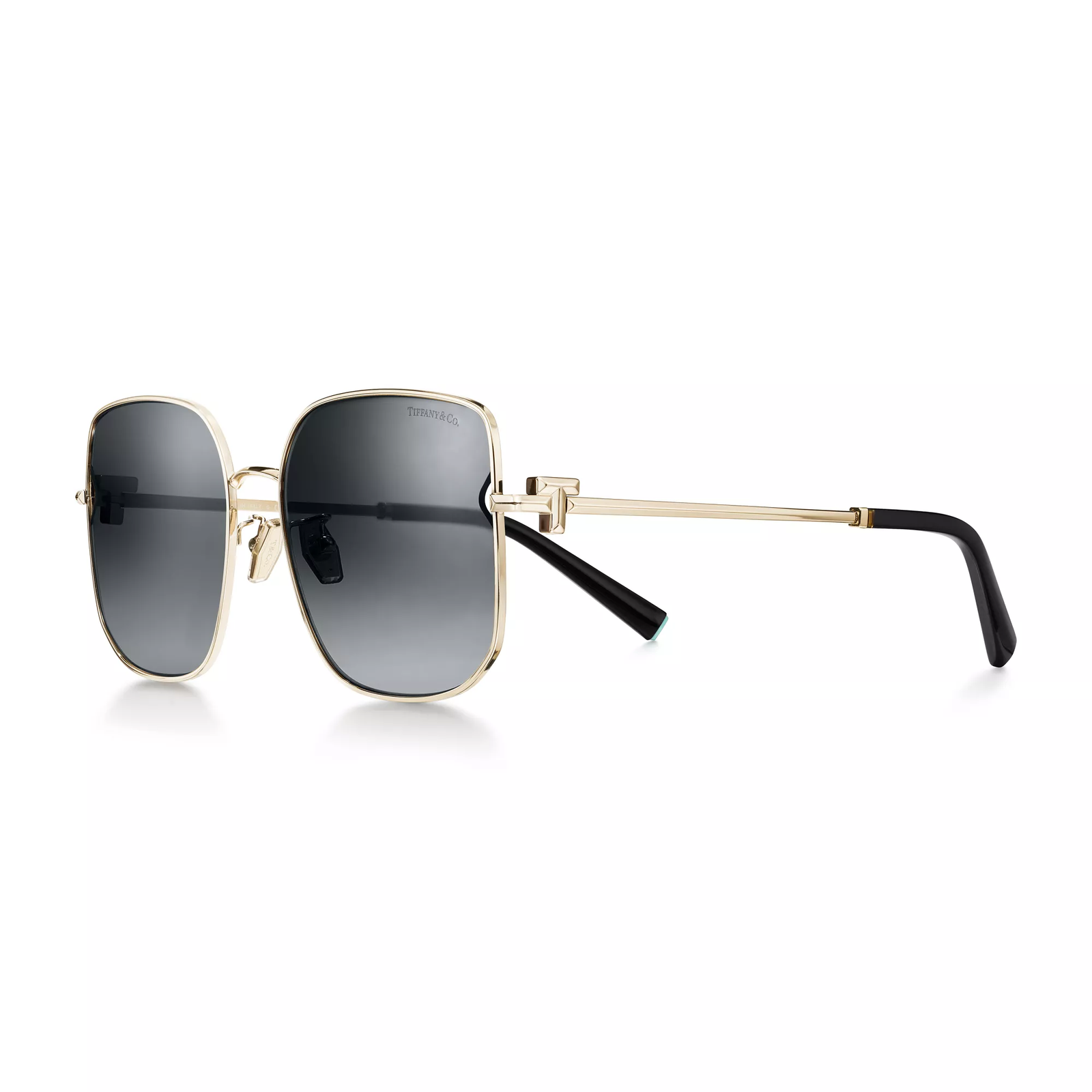 Sunglasses in Pale Gold-colored Metal with Gray Gradient Lenses