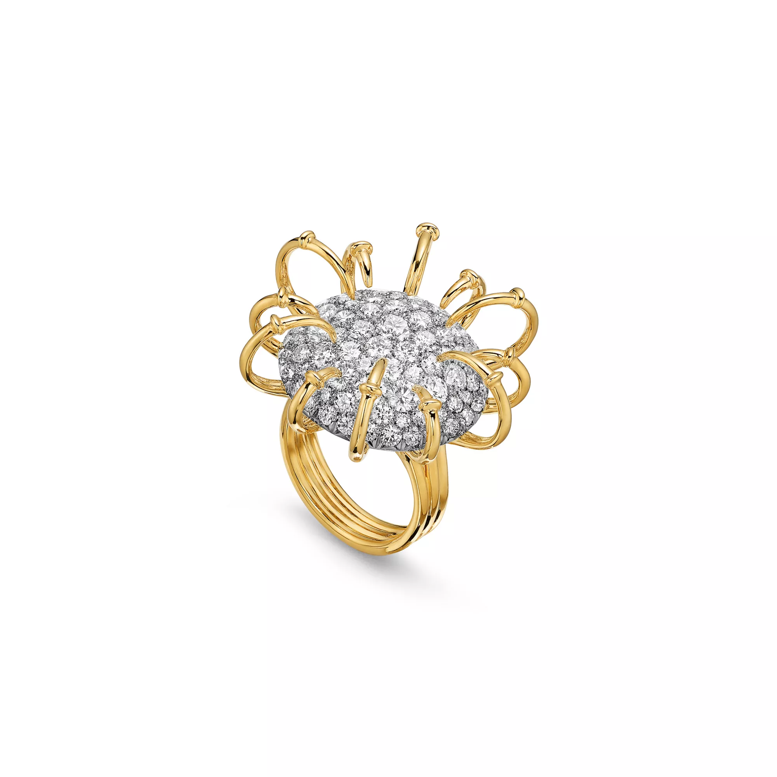 Ring in Yellow Gold and Platinum with Diamonds