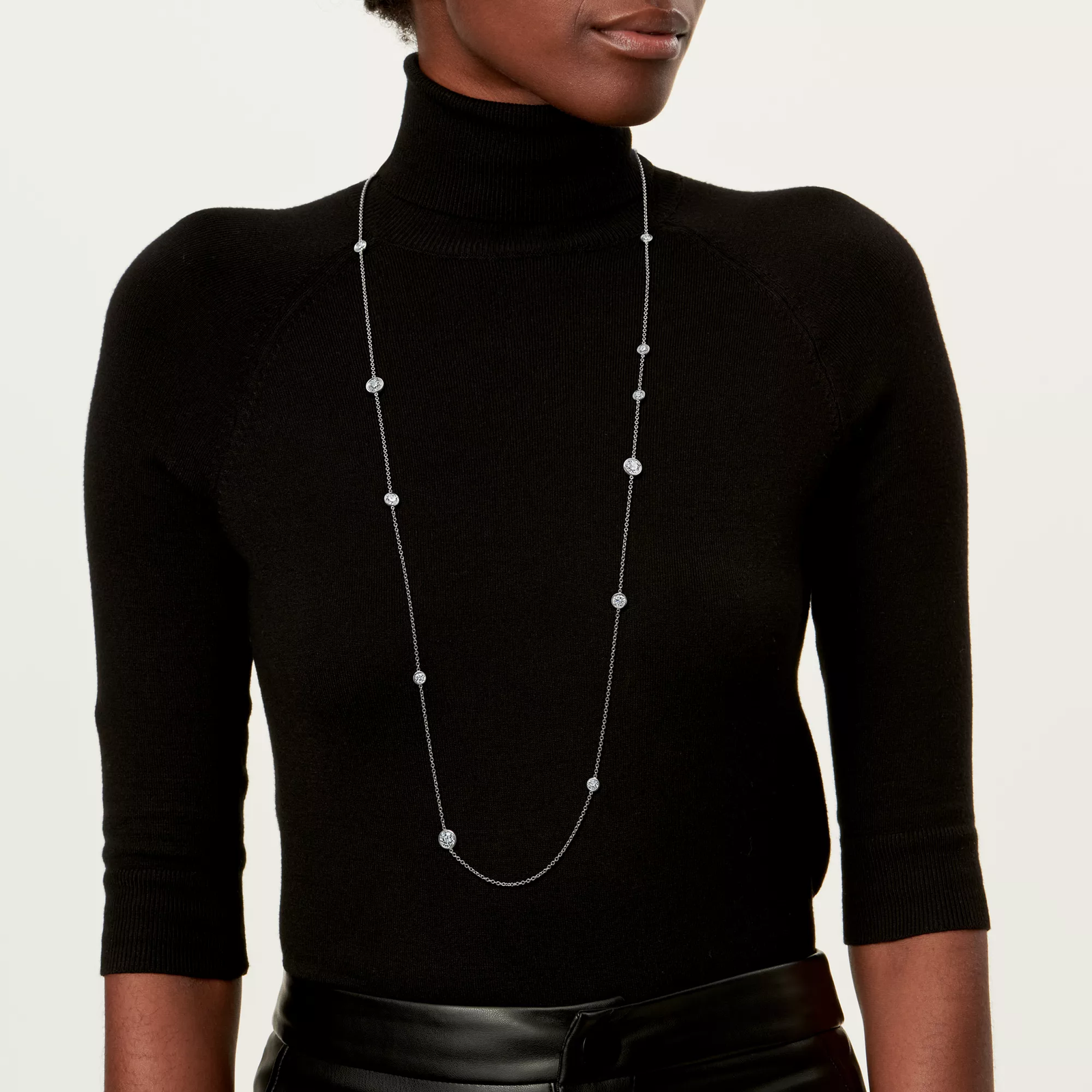Diamonds by the Yard Sprinkle Necklace in Platinum