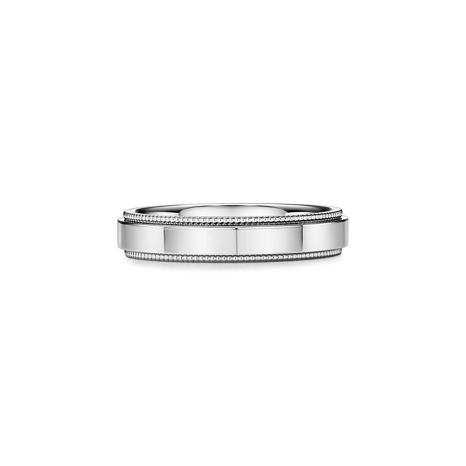 Milgrain Band Ring in Platinum, 4 mm Wide