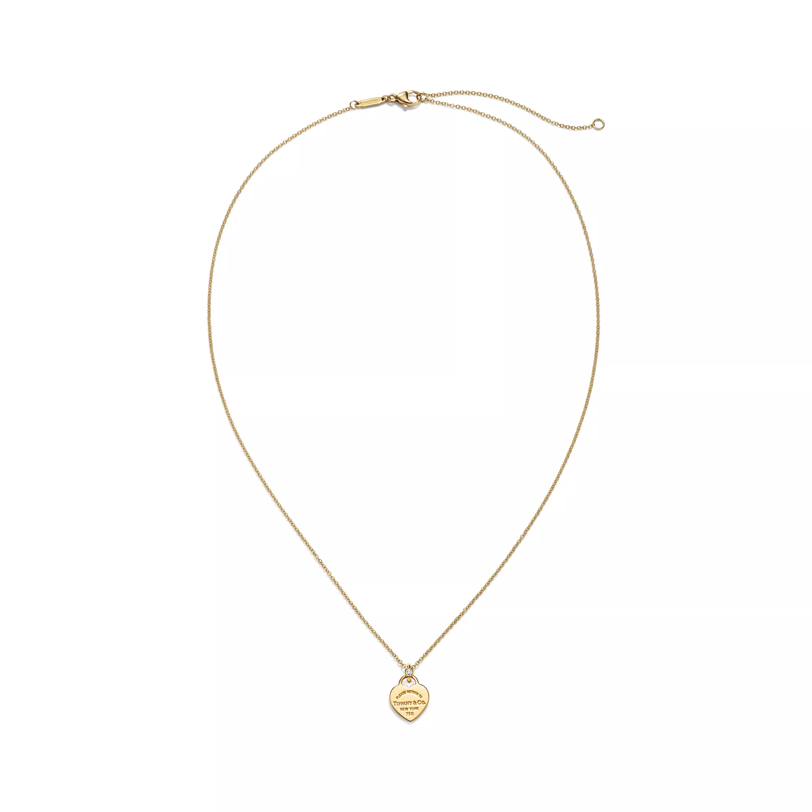 Mini Heart Tag Pendant in Yellow Gold with a Diamond