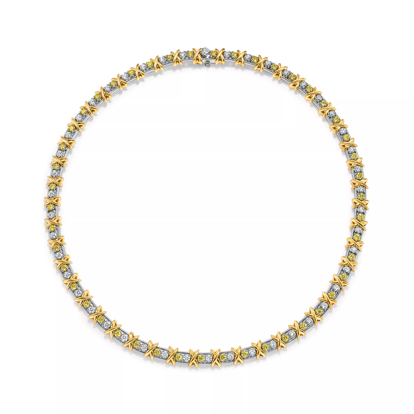 Necklace with Yellow and White Diamonds