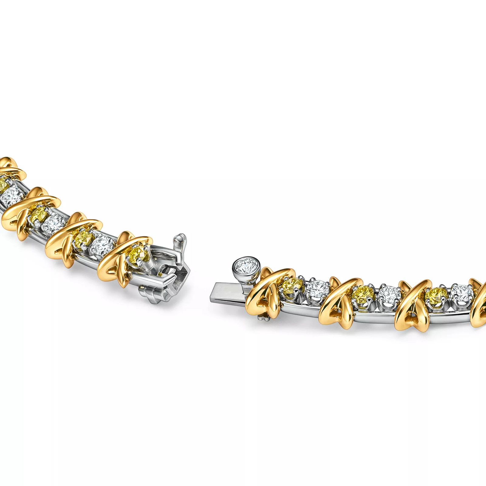 Necklace with Yellow and White Diamonds