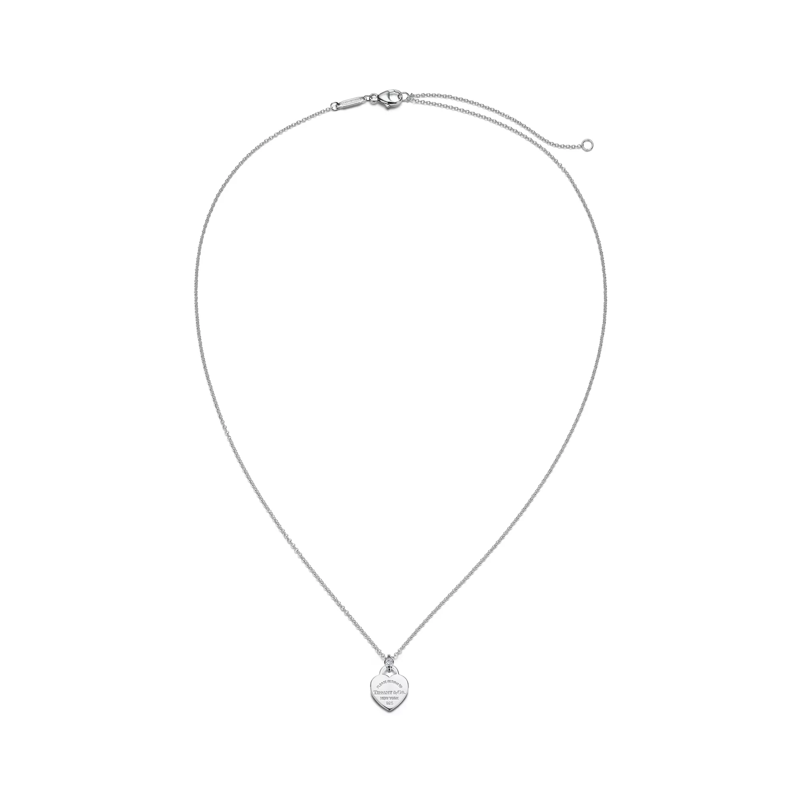 Mini Heart Tag Pendant in Sterling Silver with a Diamond