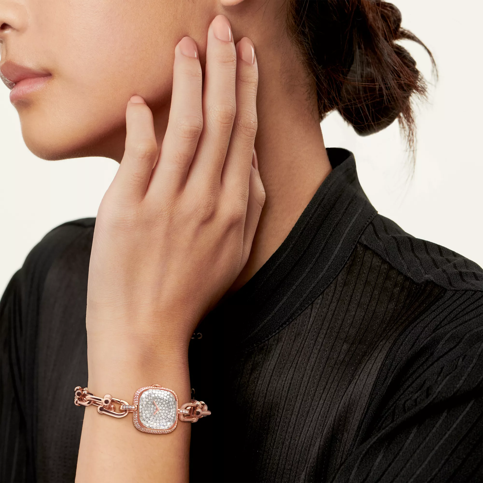 Watch in Rose Gold with a Pave Diamond Dial