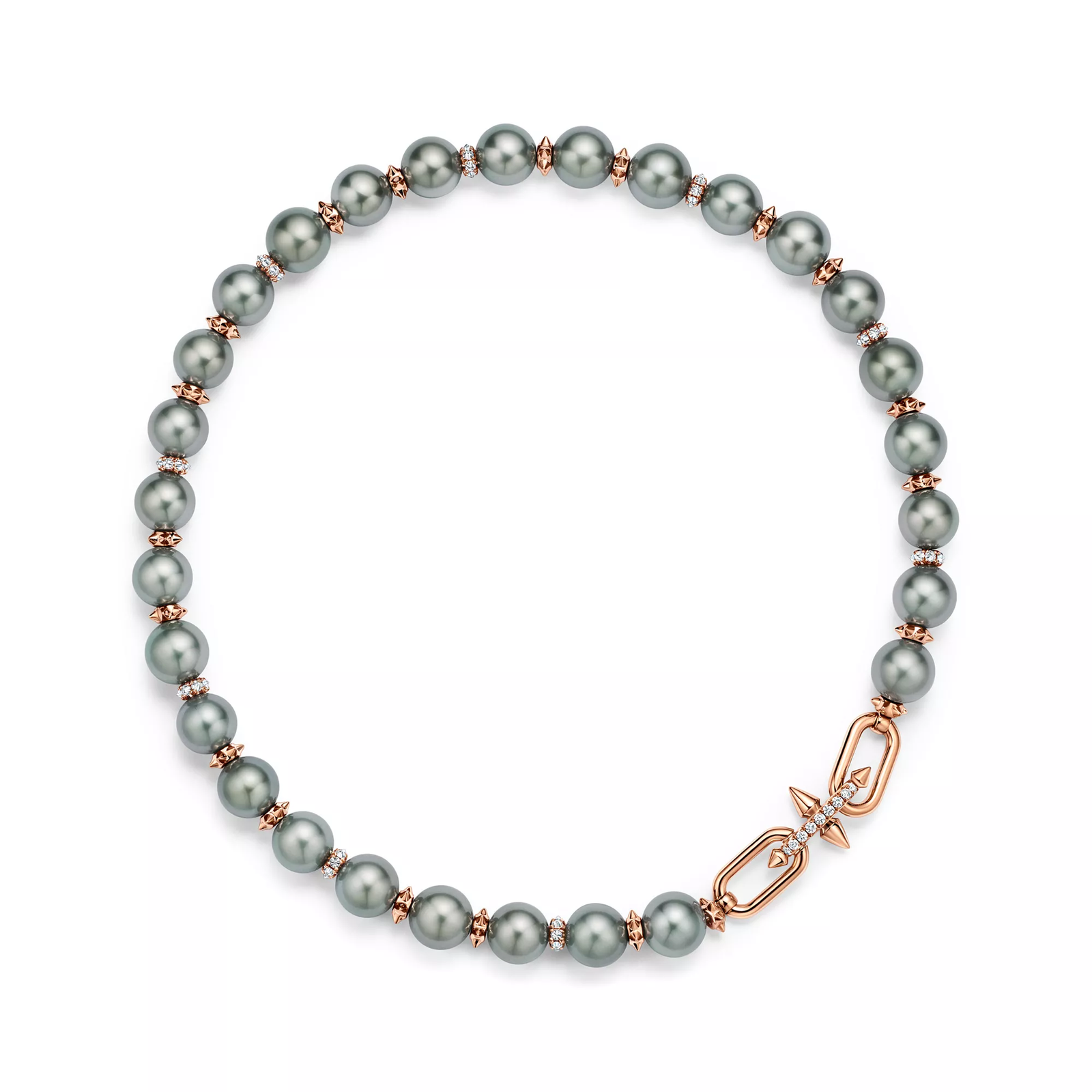 Tahitian Pearl Necklace in Gold with Diamonds