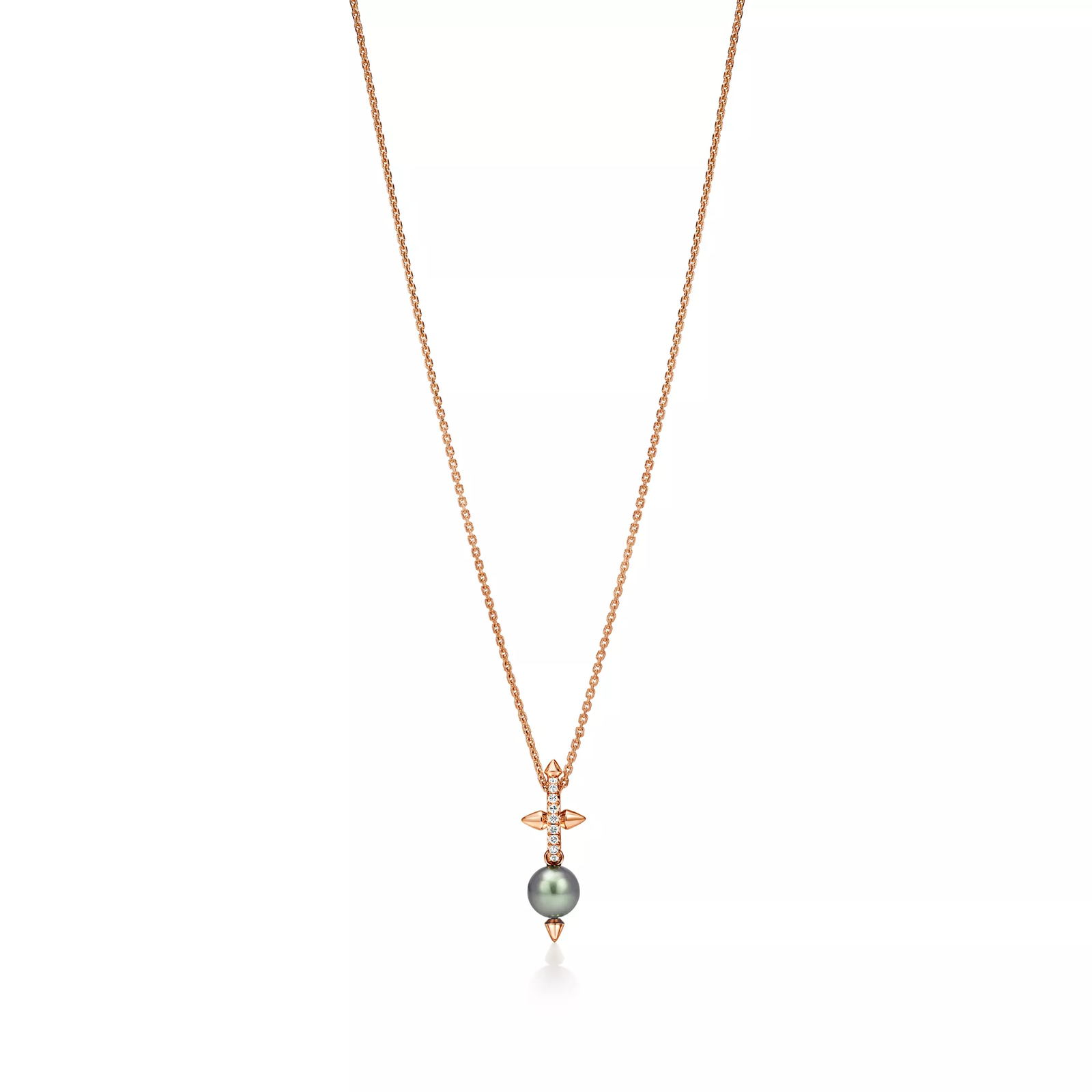 Tahitian Pearl Pendant in Gold with Diamonds